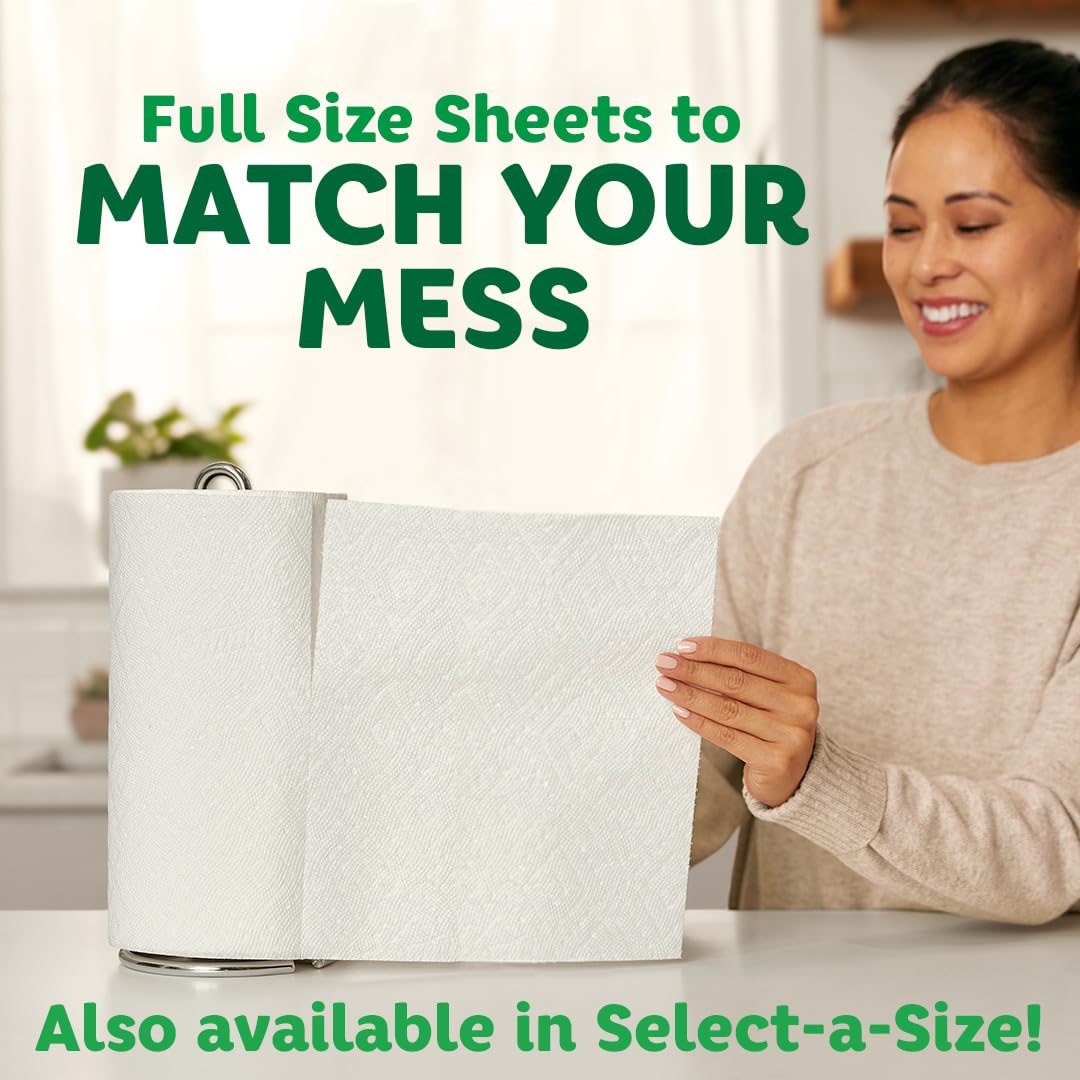 Bounty Full Sheet White Paper Towels, 2 Triple Rolls (Equals 6 Regular Rolls) - Super Absorbent & Strong for Kitchen, Cleaning & Household Use
