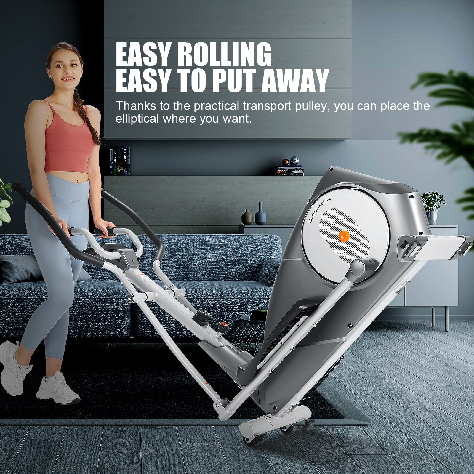 YOUNGFIT Upgraded 22-Level Magnetic Elliptical Machine - Ultra Quiet Cardio Trainer with LCD Monitor for Home Gym Workouts | Perfect for Small Spaces & Low-Impact Exercise