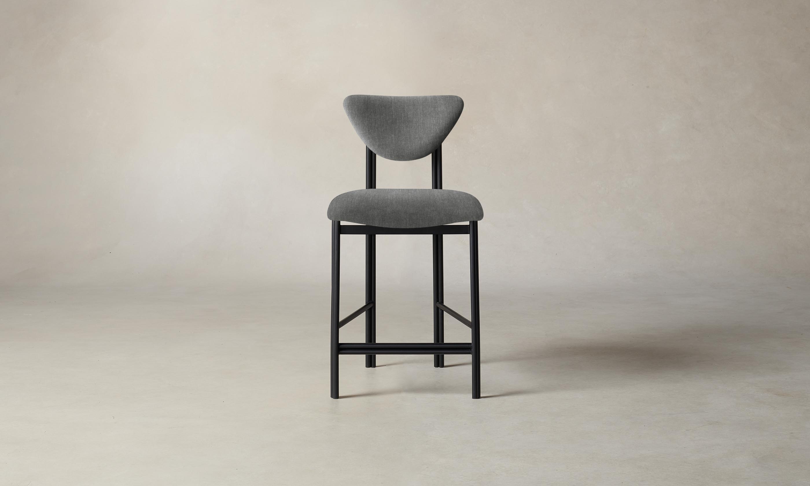 Premium Cooper Counter Stool with Performance Tweed Smoke Fabric - Modern Kitchen Bar Stool for Dining, Entertaining & Home Decor