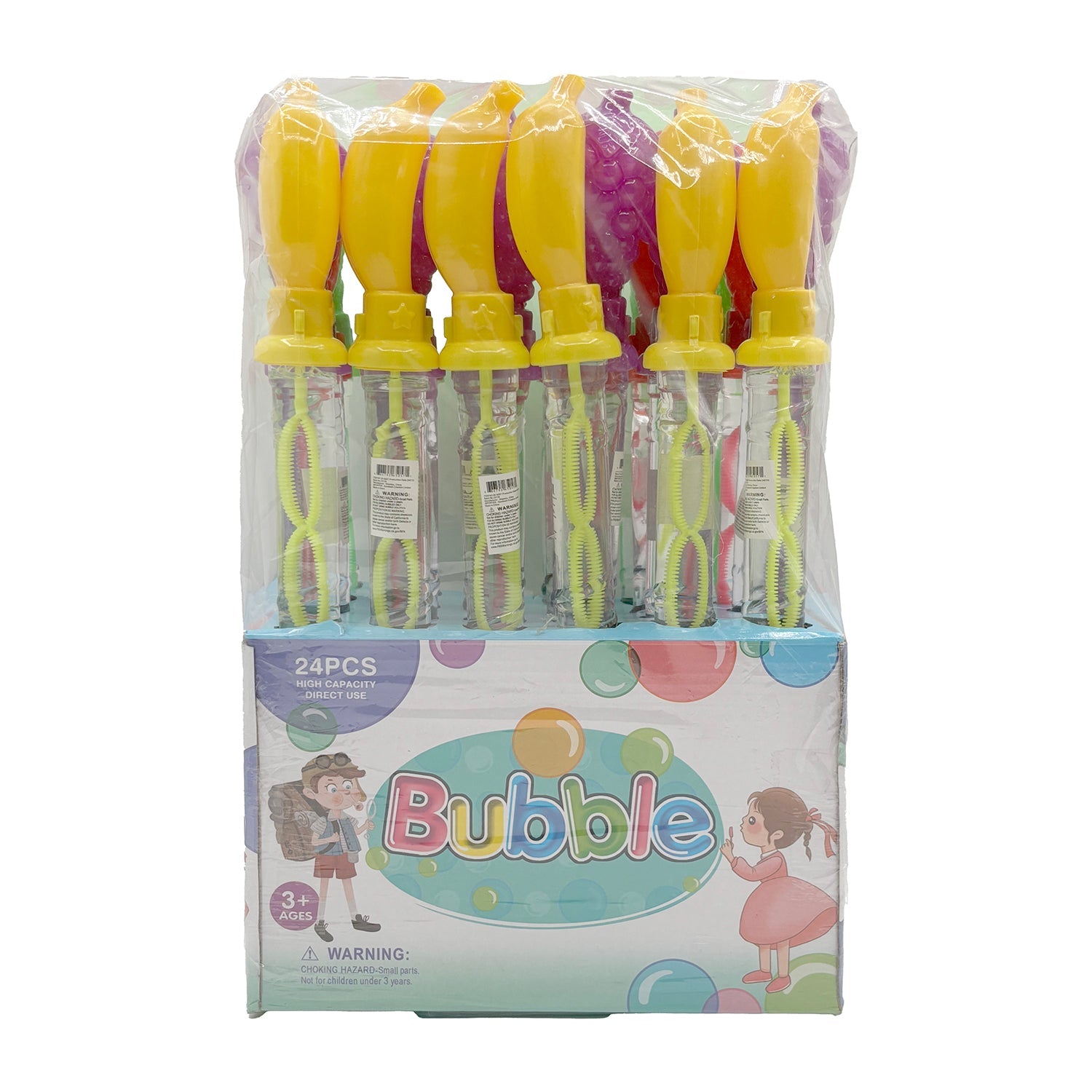 24-Count Bubble Stick Fruit Toy Set - Fun Bubble Blowing Wands for Kids Outdoor Play, Birthday Parties & Summer Activities