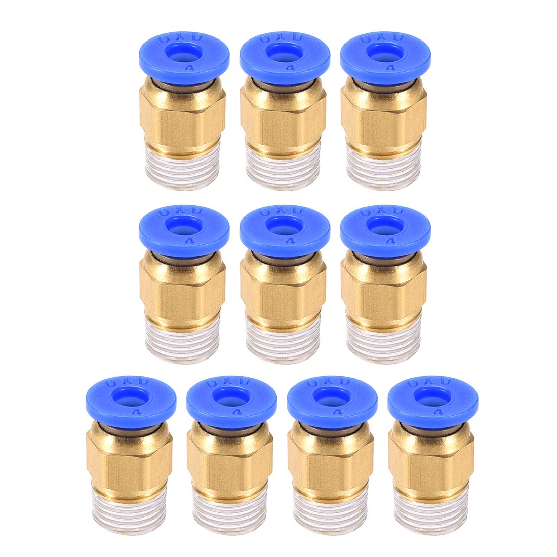 uxcell BSPT1/8 Pneumatic Fitting Push to Connect Adapter - 10pcs for 3D Printer Extruder, 4mm OD Hose & 1.75mm Filament - Air Compressor & DIY Projects Accessories