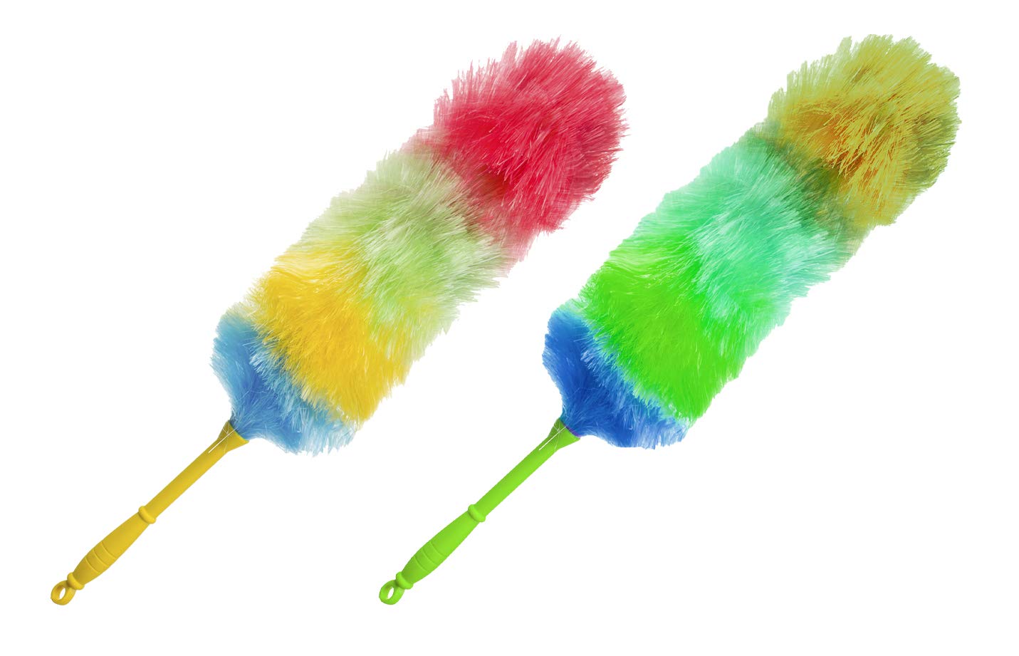 2-Pack Rainbow Plastic Fiber Dust Brush Cleaner - Soft Bristle Furniture Duster for Home, Office & Car Cleaning - Perfect for Shelves, Blinds & Hard-to-Reach Areas