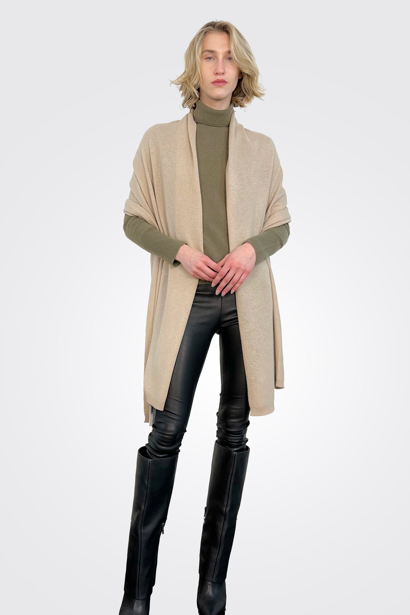Luxury Cashmere Travel Wrap Shawl - Soft & Warm Chai Color - Perfect for Airplane, Office & Winter Outfits