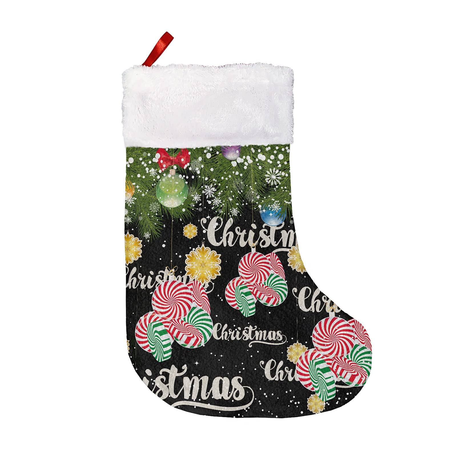 Babrukda Christmas Stockings - Large Holiday Stockings with Candy Cane Print for Fireplace Decor, Xmas Gift Socks for Women, Men, Kids | Perfect for Fireplace Mantel, Bedroom Decor & Christmas Gift Bags