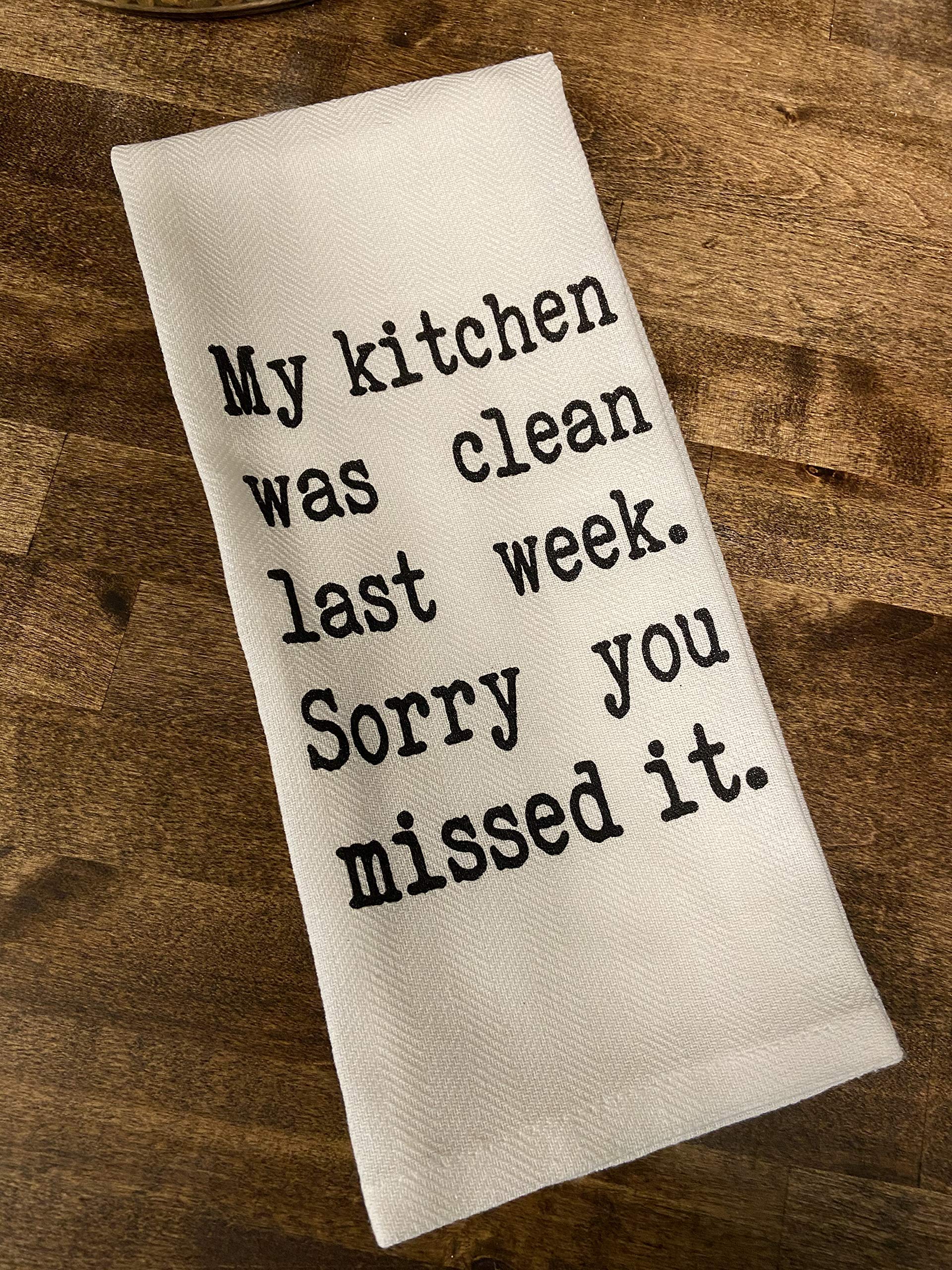 Funny Kitchen Tea Towel - 'My Kitchen Was Clean Last Week' Humorous Dish Towel for Cooking, Cleaning & Gifts - Perfect for Home, Office & Housewarming Parties