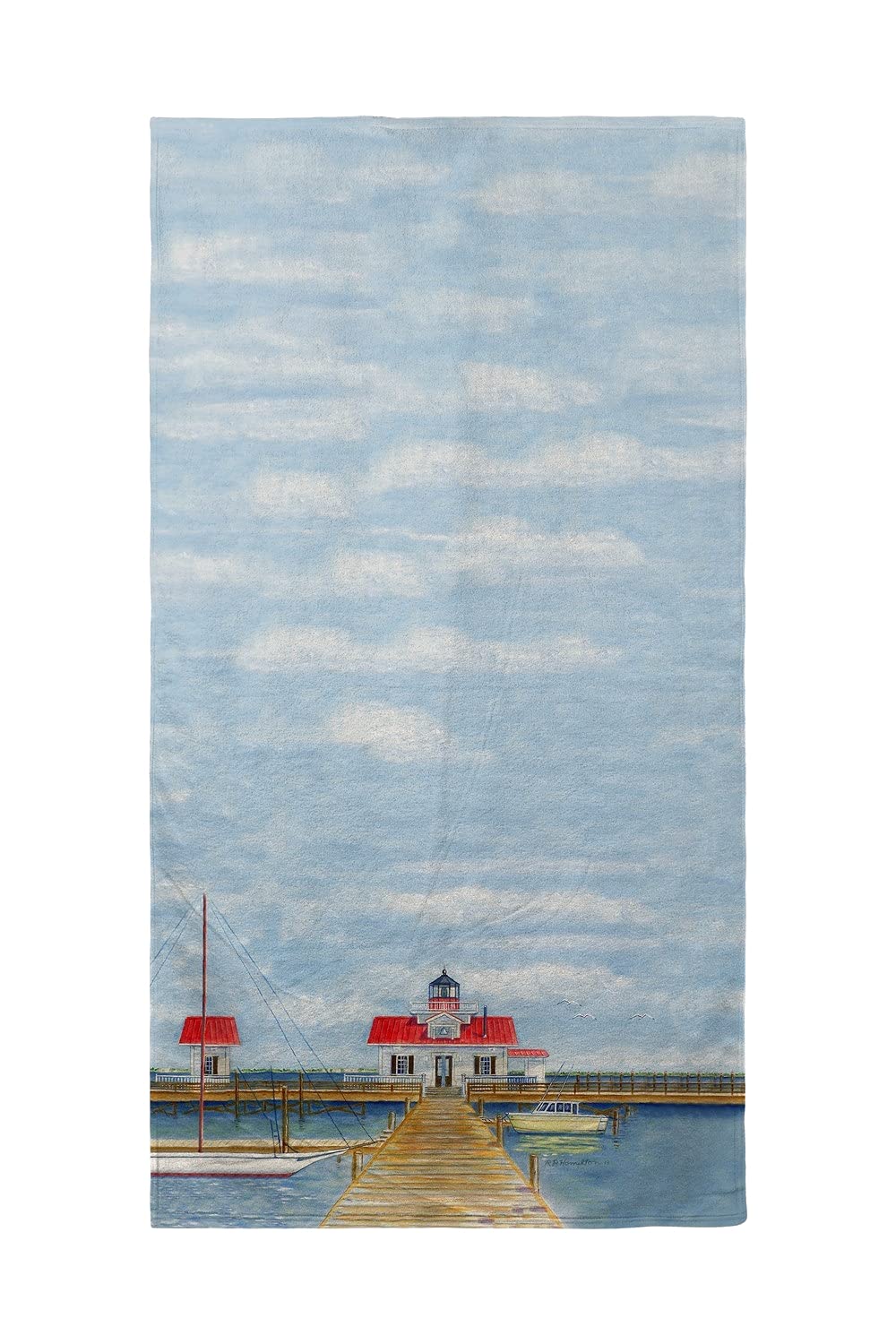 Betsy Drake Marshes Manteo Lighthouse Beach Towel - Large Soft Absorbent Quick-Dry Towel for Pool, Beach, Yoga & Travel | Coastal Decor Gift