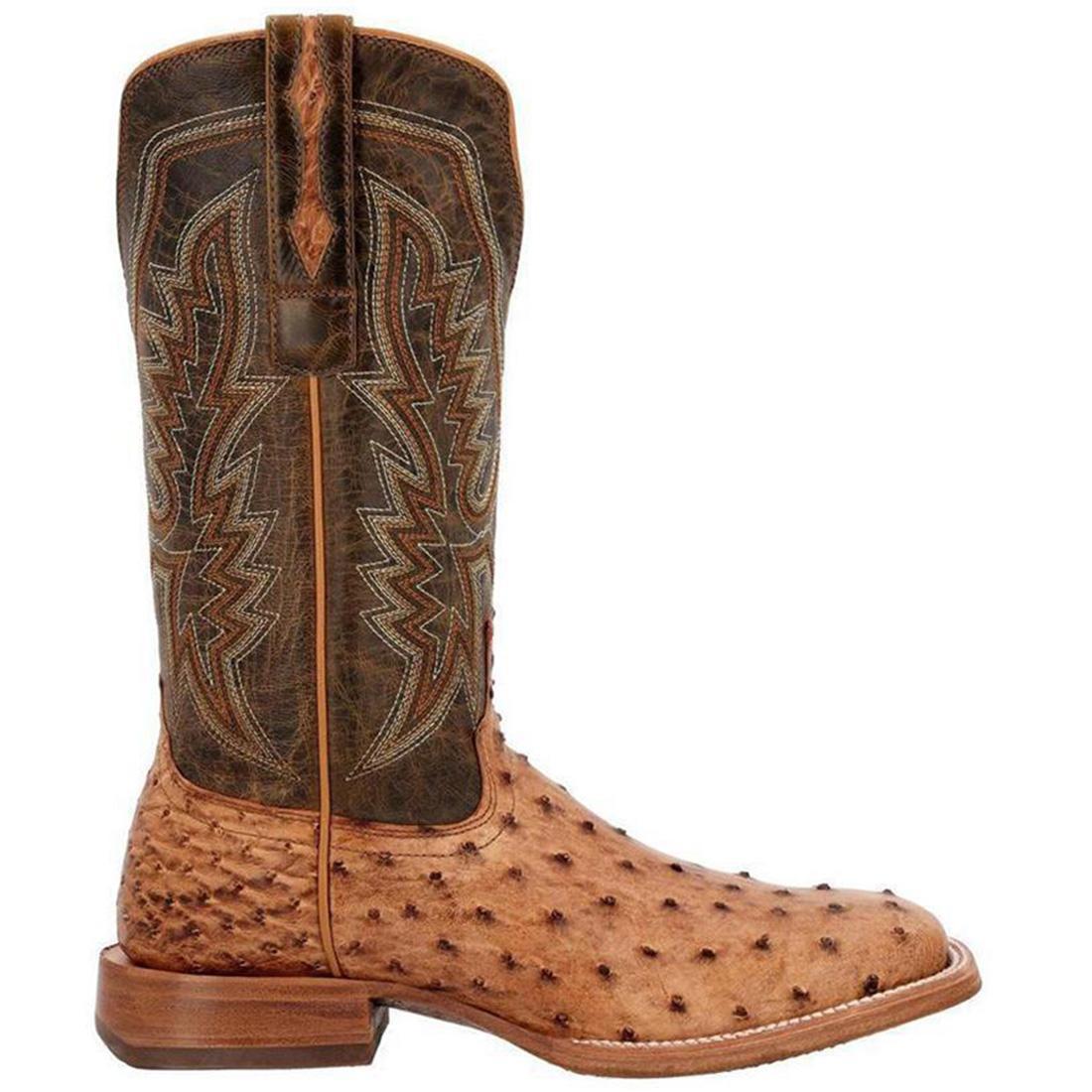 PRCA Collection Full Quill Ostrich Western Boots - Genuine Exotic Leather Cowboy Boots for Men & Women - Vintage Antique Saddle Brown - Perfect for Rodeo, Country Dancing & Western Fashion