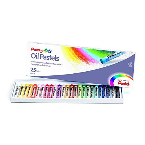 PENTEL Oil Pastels Set - 25 Colors (Pack of 24) | Non-Toxic Art Supplies for Drawing, Sketching & Blending | Perfect for Artists, Students & Classroom Use