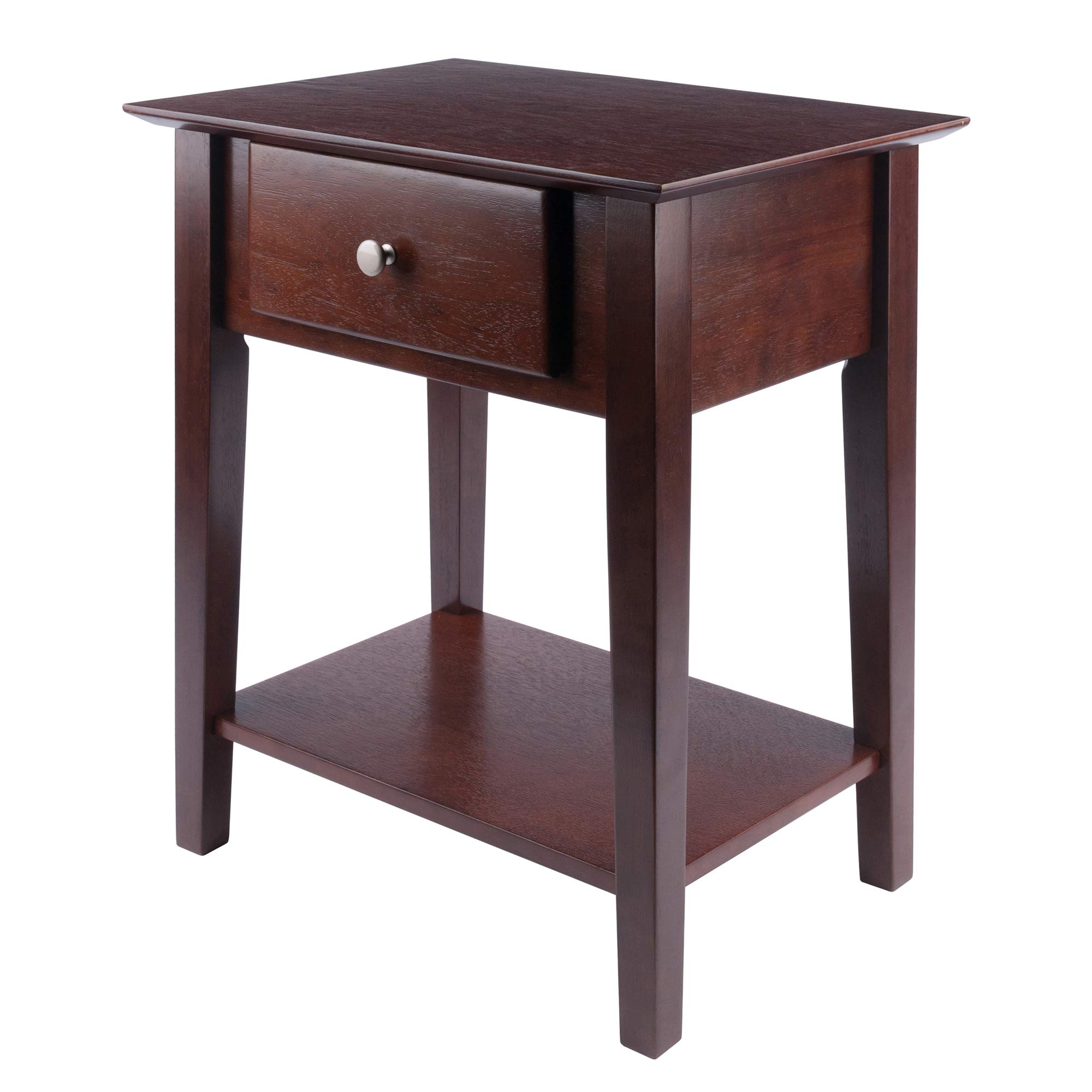 Winsome Wood Shaker Night Stand with Antique Walnut Finish - Bedside Table for Bedroom, Living Room & Guest Room - Compact & Stylish End Table with Storage Shelf