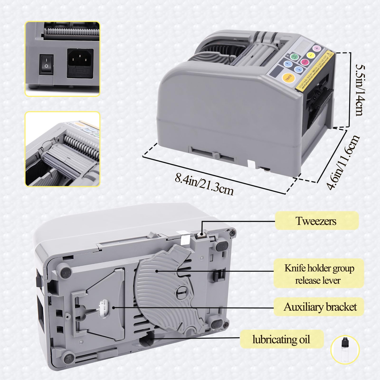Automatic Tape Dispenser - Electric Tape Cutting Machine for 6-60mm Width Tapes | 999mm Max Cutting Length | Perfect for Packaging, Shipping & Crafting