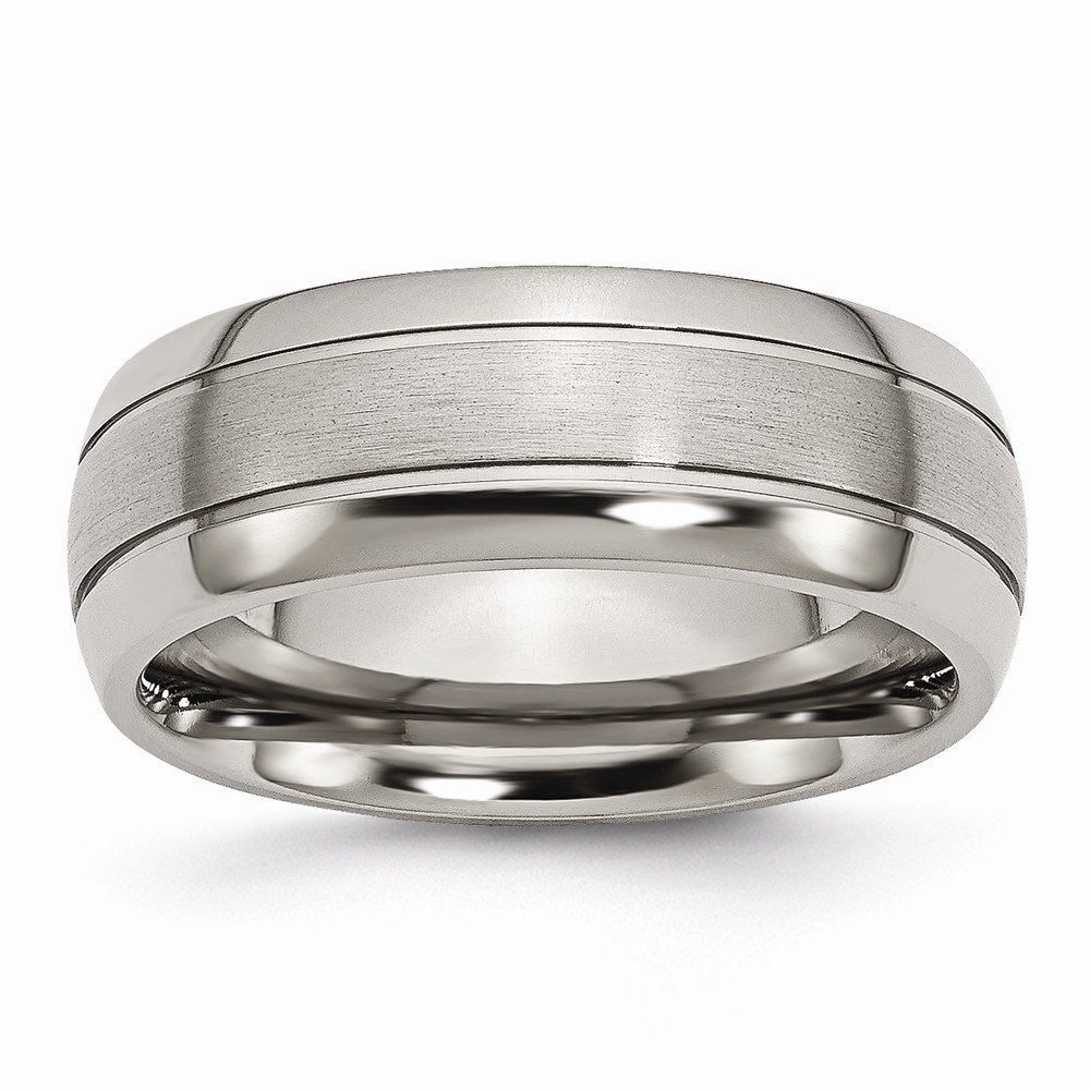 Black Titanium Jewelry Band - 8mm Grooved Comfort Fit Ring for Men, Size 9 - Wedding & Fashion Accessory