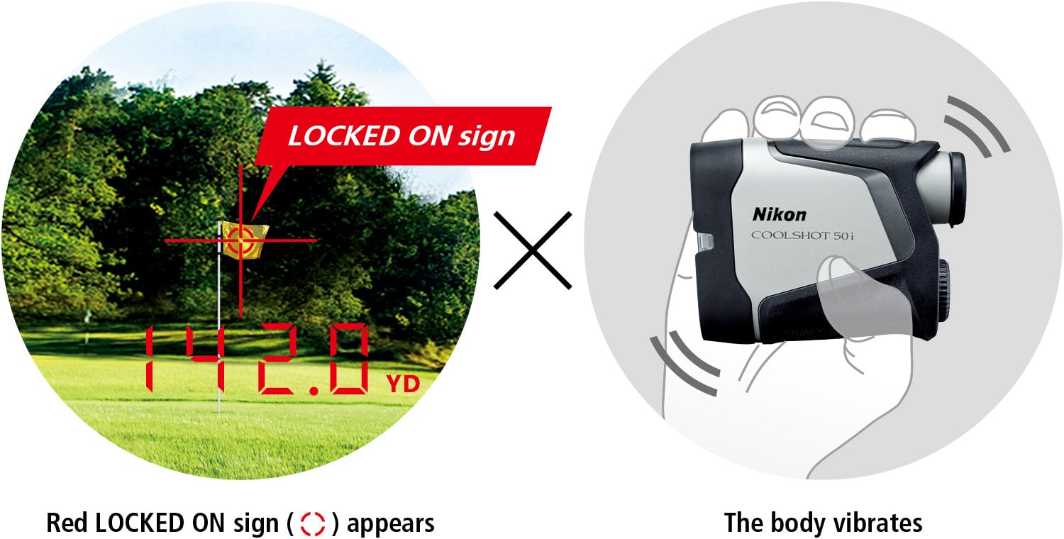 Nikon COOLSHOT 50i Golf Laser Rangefinder with Slope, Magnetic Mount & OLED Display | Tournament Legal Golf GPS Device | Perfect for Golfers, Hunters & Outdoor Enthusiasts