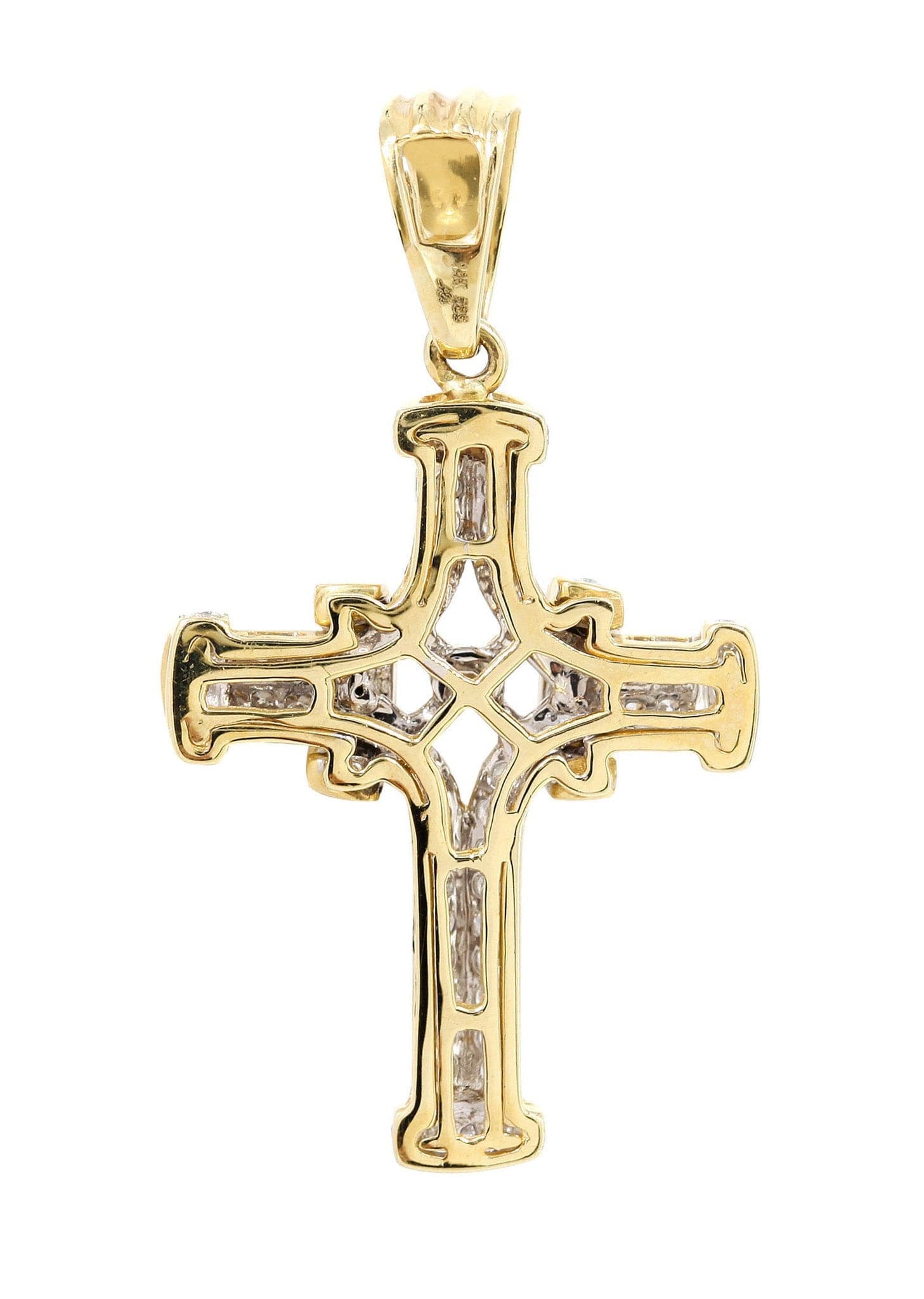 0.45 Carat Diamond Cross Pendant Necklace - 3.45 Grams 14K Gold/White Gold - Elegant Religious Jewelry for Women, Gift for Baptism, Confirmation & Special Occasions
