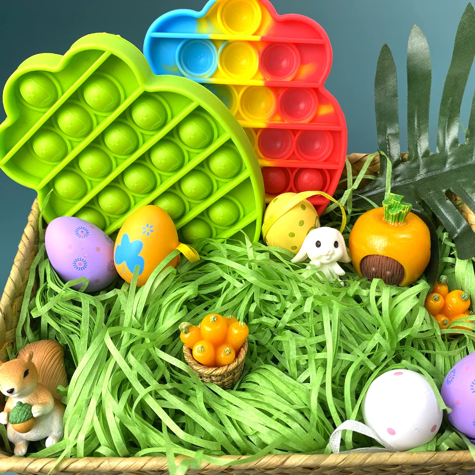 QLINLEAF 1LB Recyclable Easter Green Grass Basket Filler - Eco-Friendly Paper Raffia Shred for Easter Party Decorations, Gift Baskets & Spring Home Decor