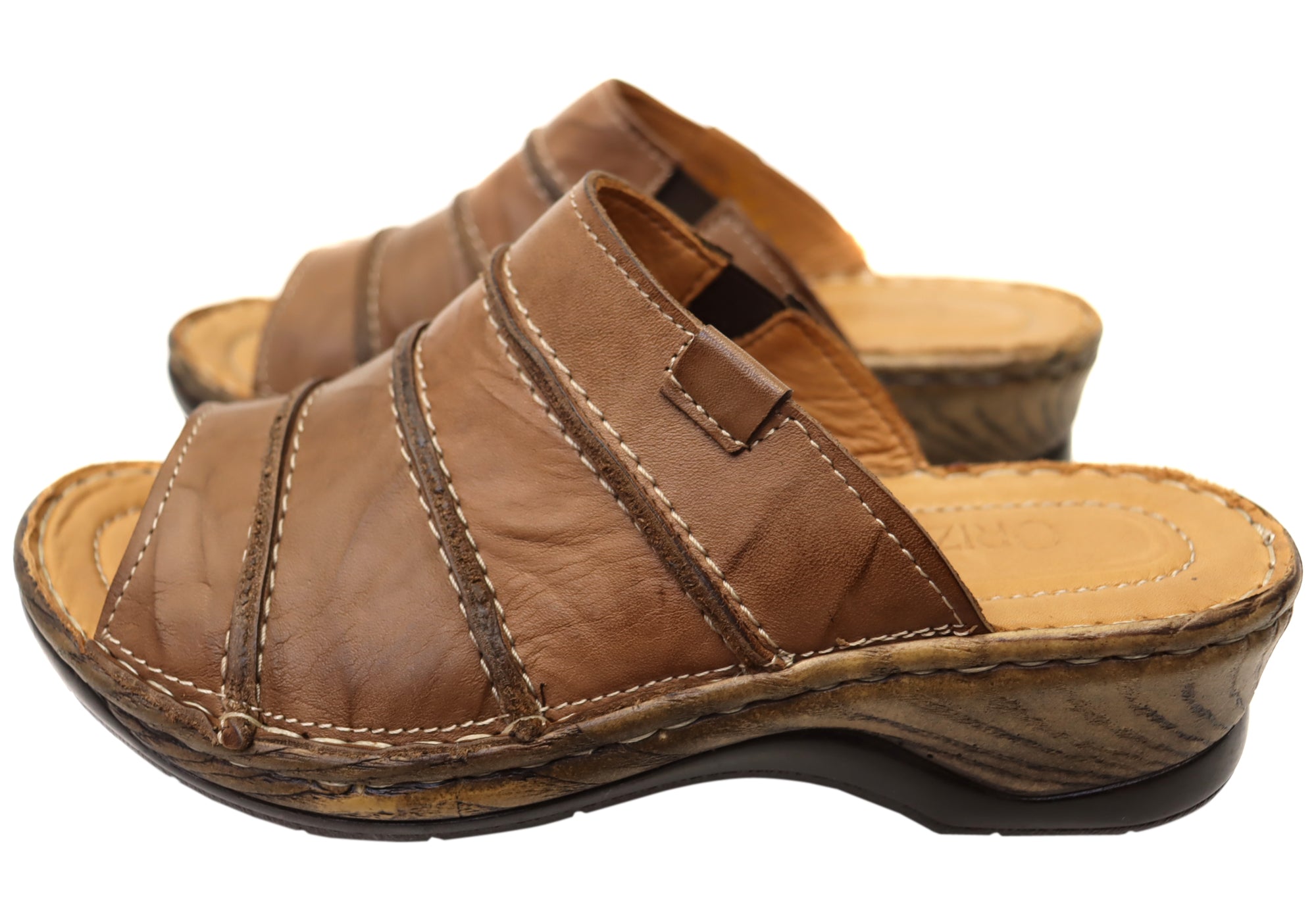 Orizonte Women's Comfortable Leather Slides Sandals - European Style Soft Sole Casual Shoes for Home, Beach & Travel