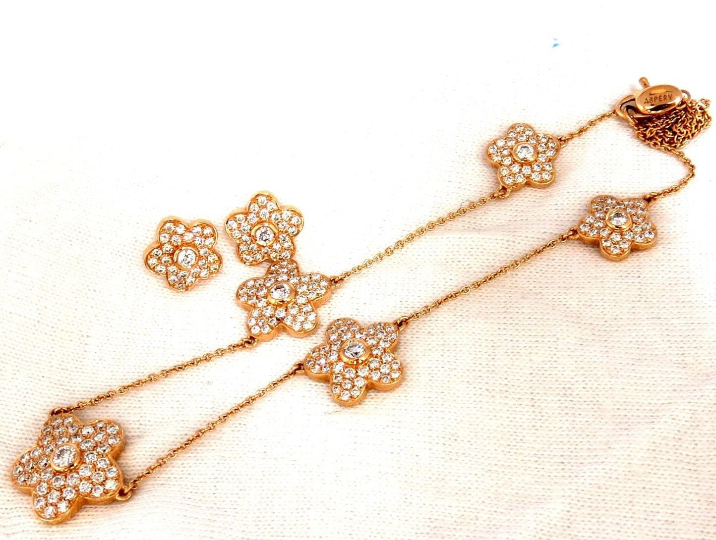 Designer Aspery & Guldag 3.50ct Natural Diamond Necklace & Earrings Set in 18K Gold (E/VS) - Perfect for Weddings, Anniversaries & Special Occasions