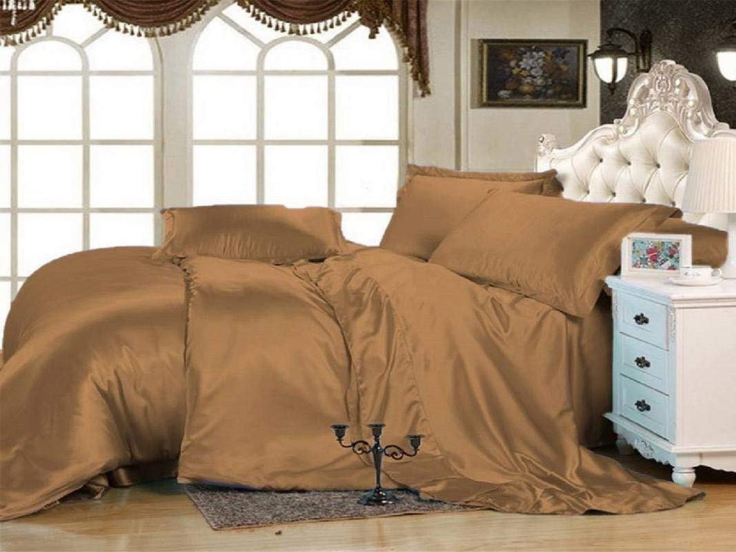 Taupe Satin Queen Sheet Set 4PC - Luxurious Bedding for Comfort