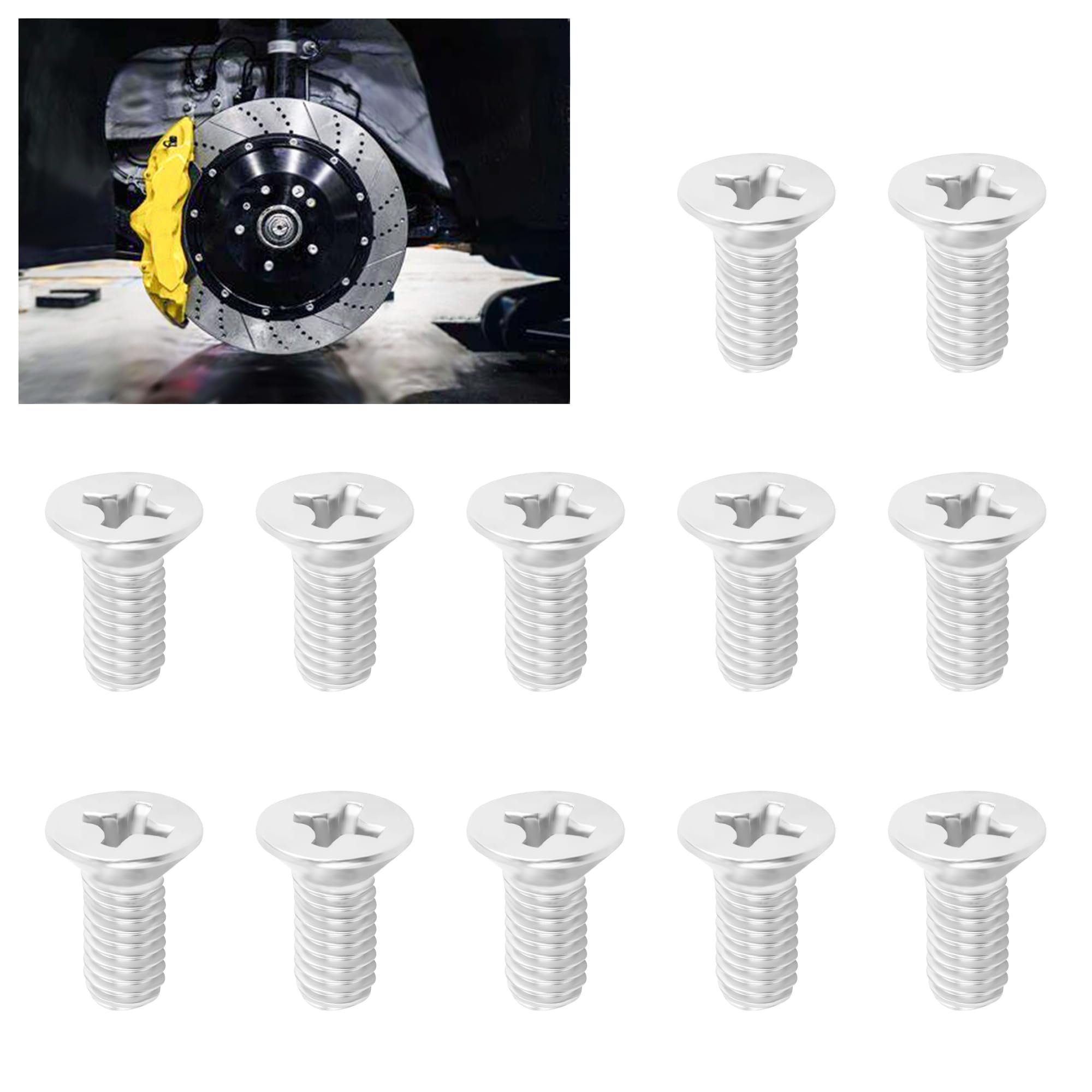 12PCS Stainless Steel Brake Rotor Screws OEM#936-000-601-40-H - Front & Rear Brake Disc Bolts for Honda Accord Civic Acura - Premium Car Accessories for Smooth Braking Performance - Perfect for DIY Brake Repair & Maintenance