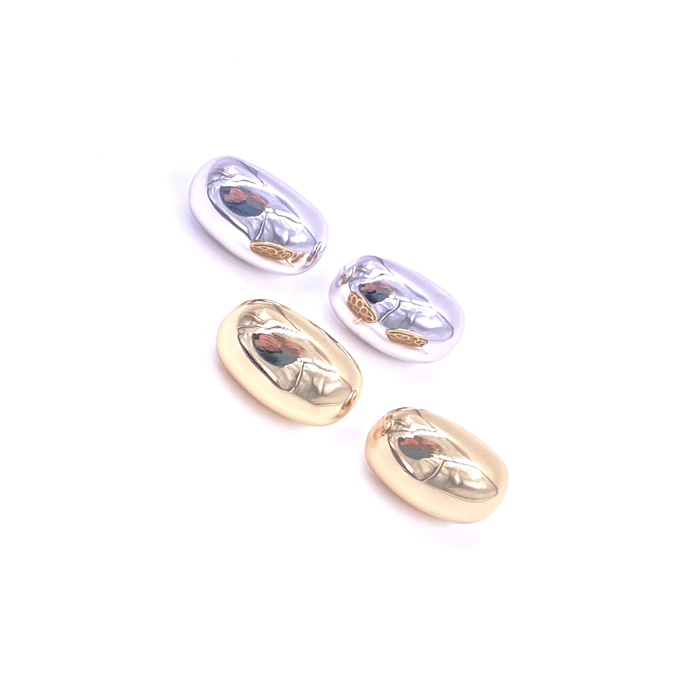 Ashley Gold Sterling Silver Puff Oval Stud Earrings for Women - Elegant Fashion Jewelry for Daily Wear, Parties & Special Occasions