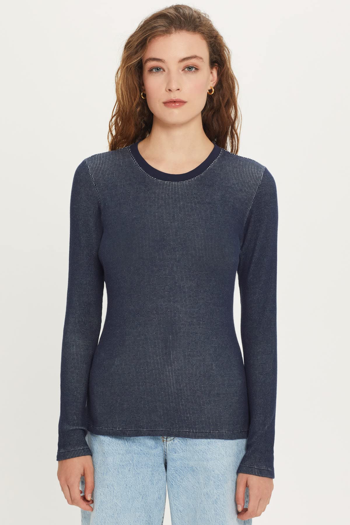 Women's Long Sleeve Waffle Knit Crew Neck Sweater - Soft & Warm Winter Pullover for Casual Outfits, Layering & Cozy Loungewear