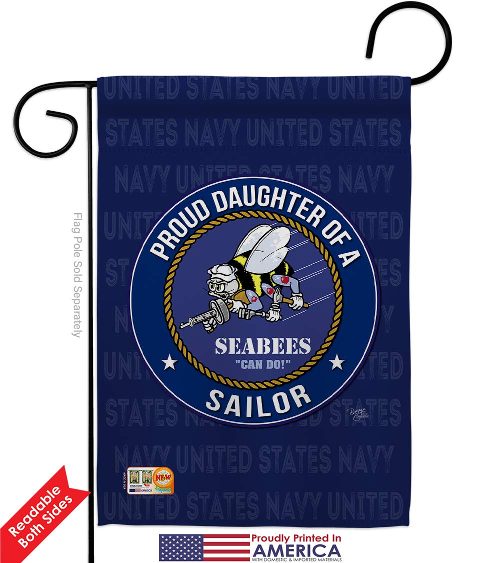 Navy Seabees Proud Daughter Garden Flag - Double-Sided US Military Yard Banner 28x40 Inch | Made in USA | Perfect for Veterans Day, Memorial Day & Military Home Decor
