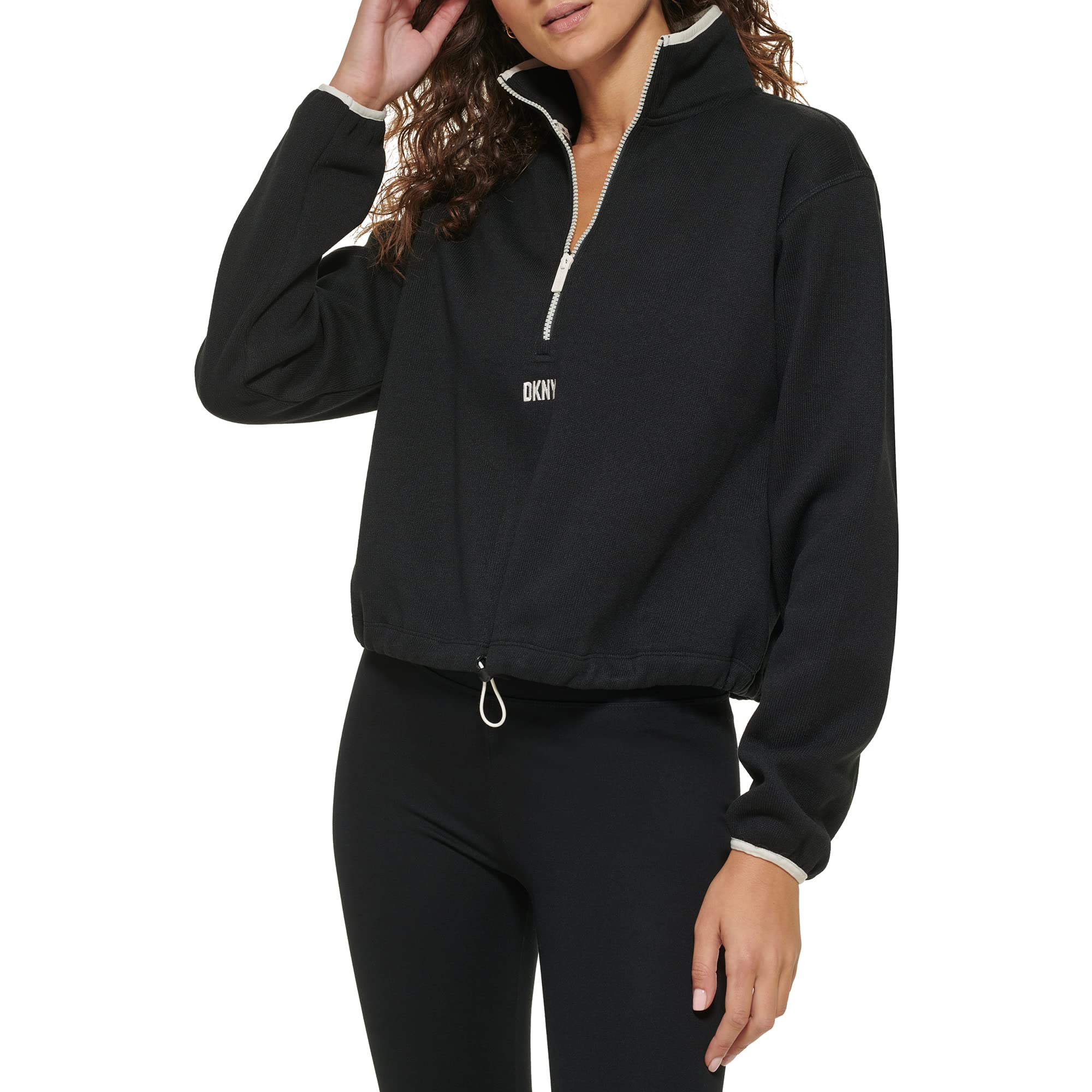 DKNY Women's Half Zip Fleece Sweater Jacket - Cozy Pullover for Fall & Winter | Casual Outwear for Work, Travel & Outdoor Activities