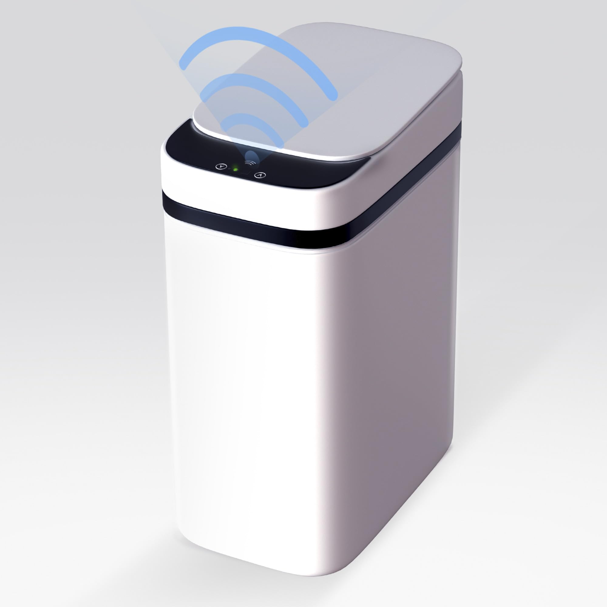 Loasil-H Automatic Motion Sensor Trash Can - 3 Gallon Smart Trash Bin with Anti-Bag Slip Lid for Bathroom, Bedroom, Office & Kitchen (12.6x9x6 Inches, White) | Hands-Free Waste Disposal for Hygiene & Convenience