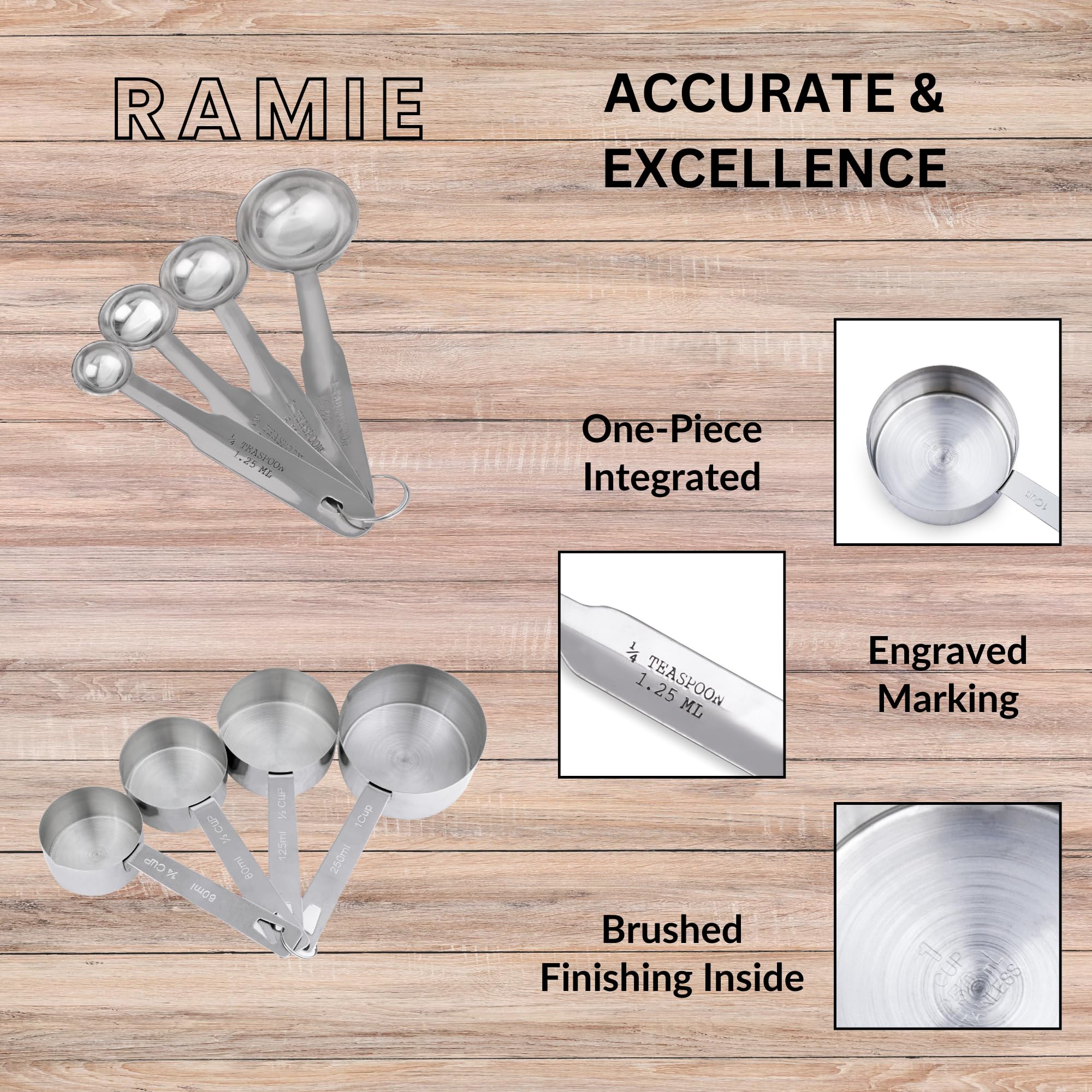 Premium 4-Piece Stainless Steel Measuring Spoon Set - Professional Grade for Baking & Cooking - Stackable Design - Perfect for Home Kitchen, Professional Bakeries & Meal Prep