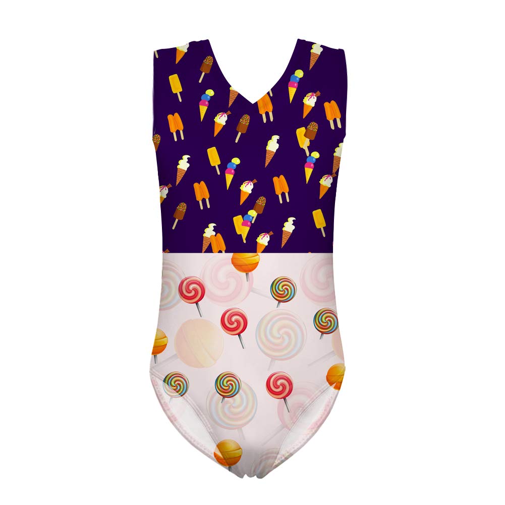 INSTANTARTS Girls Summer Candy Leotard - Gymnastics Dance Biketard Shortall for Kids & Toddlers - Perfect for Ballet, Cheerleading & Playtime