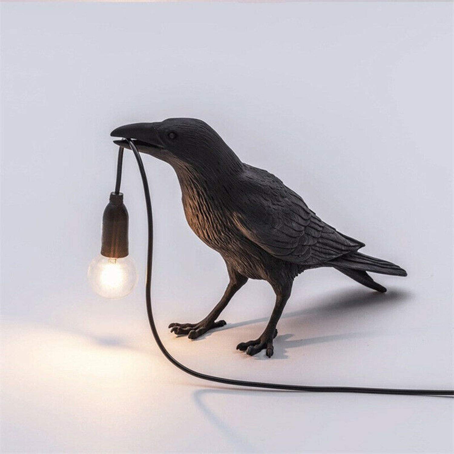 Black Crow Table Lamp - Modern Bird Desk Light for Bedroom, Office & Living Room - Adjustable Standing Lamp for Reading, Decor & Ambient Lighting