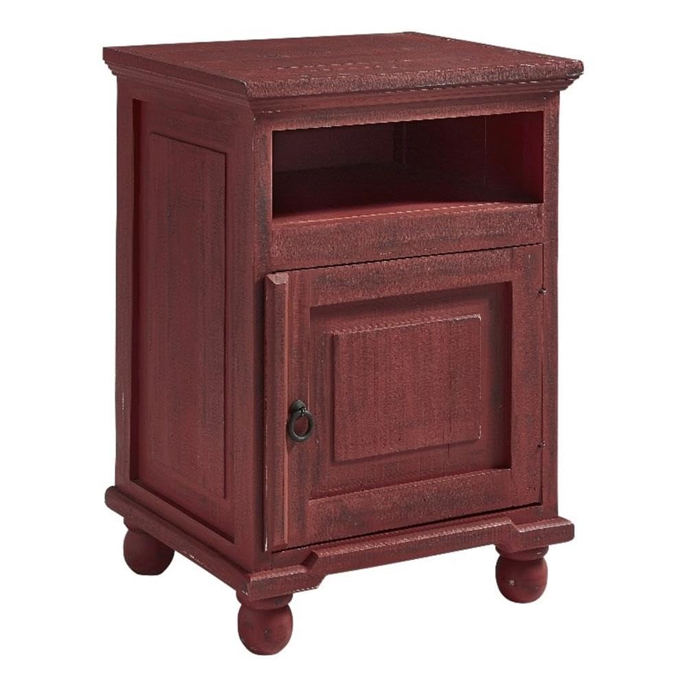 Progressive Furniture Finn Nightstand - Rustic Red Finish, Solid Wood Bedside Table for Bedroom, Living Room & Guest Room Decor