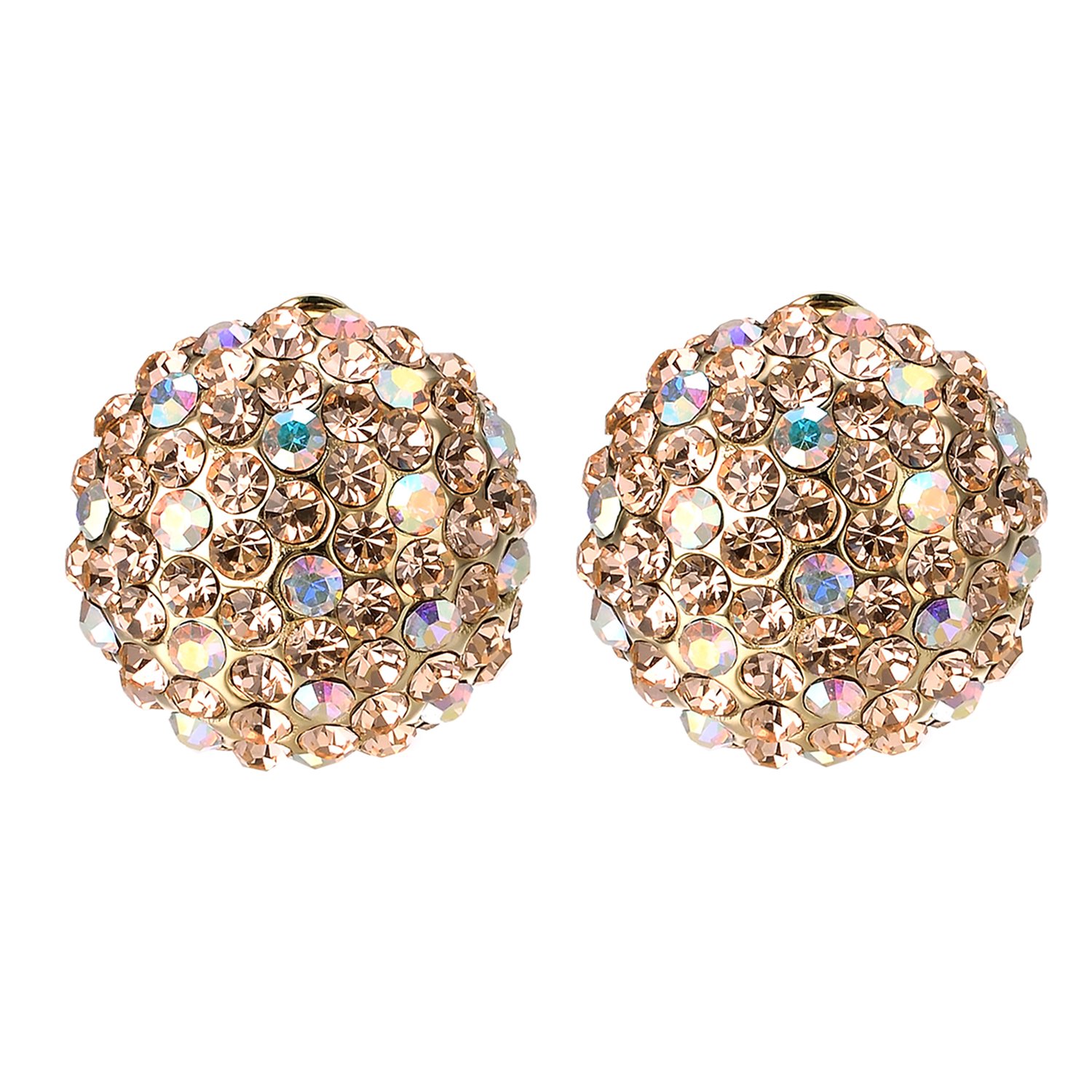 Clip On Earrings for Women & Kids - Round Austrian Crystal Non-Pierced Earrings | Christmas Gifts, Party, Wedding & Special Occasion Jewelry