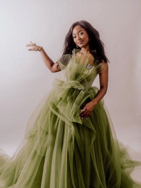 Elegant A-Line Tulle Green Princess Dress for Sweet 16 Birthday Party | Formal Gown JP2565 | Perfect for Quinceañera, Prom, Pageant & Special Occasions