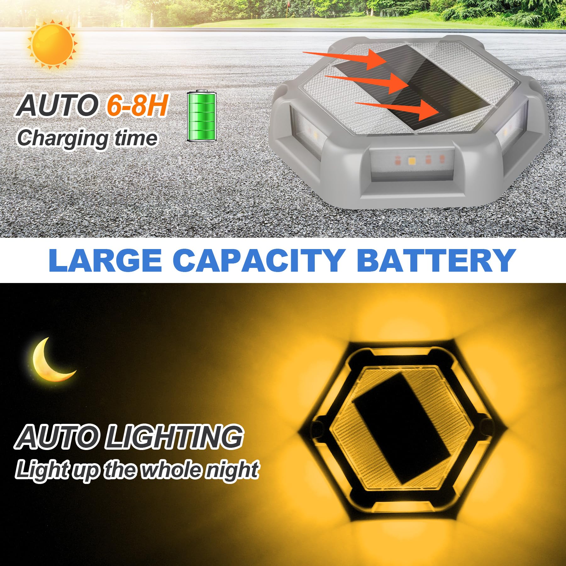 12 Pack Solar Dock Lights - Waterproof Outdoor LED Aluminum Step Lights for Driveway, Deck, Sidewalk, Garden, Pathway & Yard (Warm White) | Weatherproof & Energy Efficient Lighting for Nighttime Safety & Ambience
