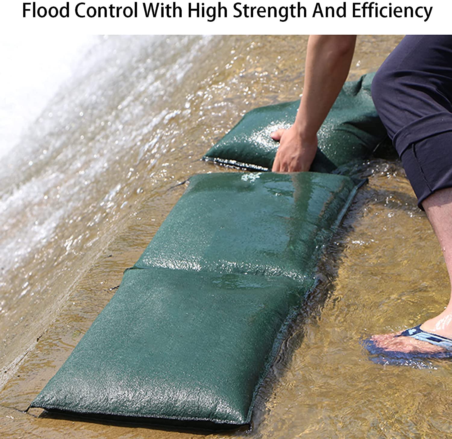 MBROS 10Pcs Reusable Flood Barrier Sand Bags - Heavy Duty Thickened Canvas Water Absorbent Sandless Bags (25x50cm) for Rainwater Control, Garage Protection & Emergency Flood Prevention - Perfect for Home, Business & Storm Preparedness