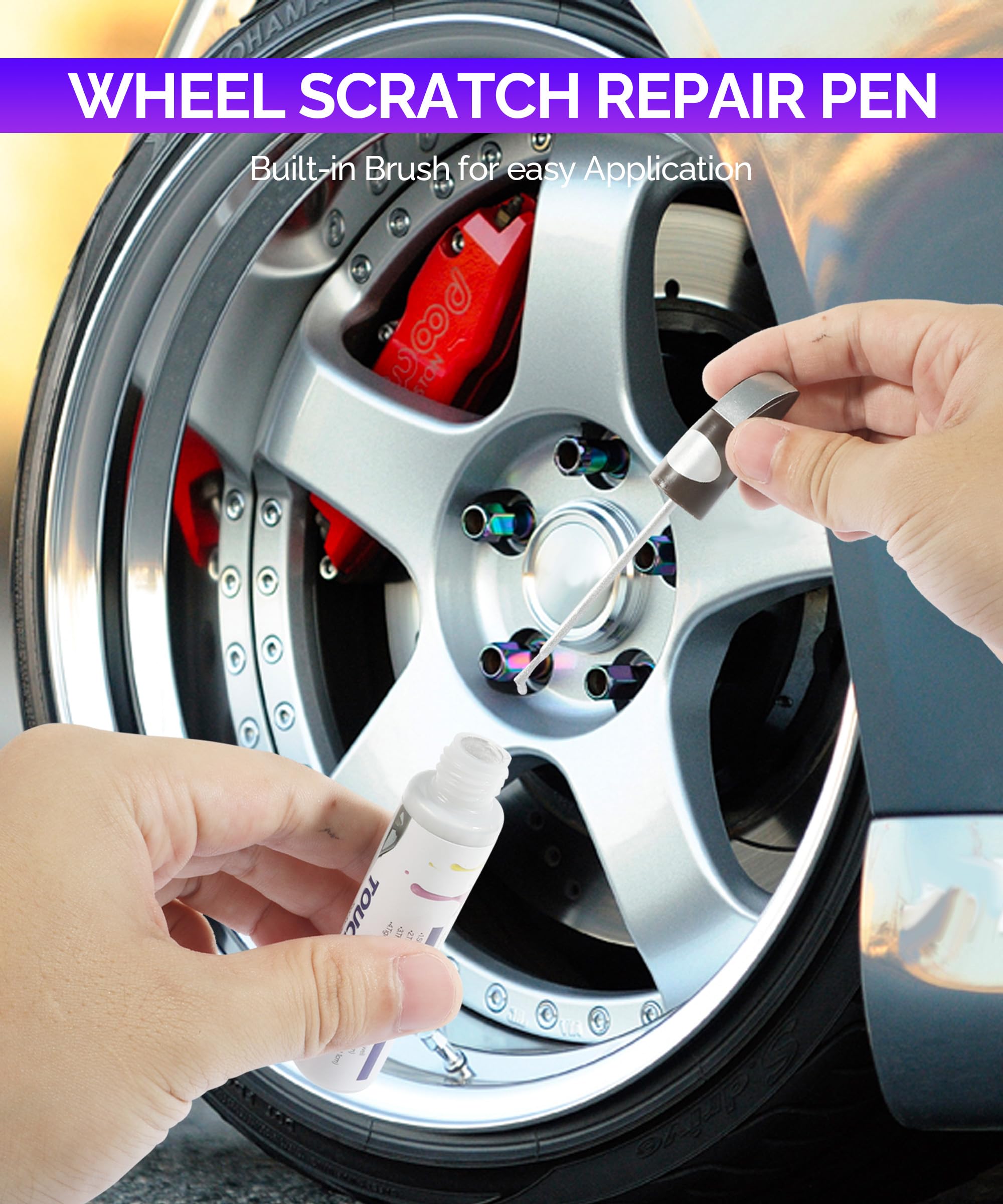 RACOONA Car Touch Up Paint Pen - Scratch Repair Kit for Alloy Wheels & Rims (Silver) | Quick Fix for Minor Scratches & Chips | Perfect for DIY Car Maintenance & Auto Detailing