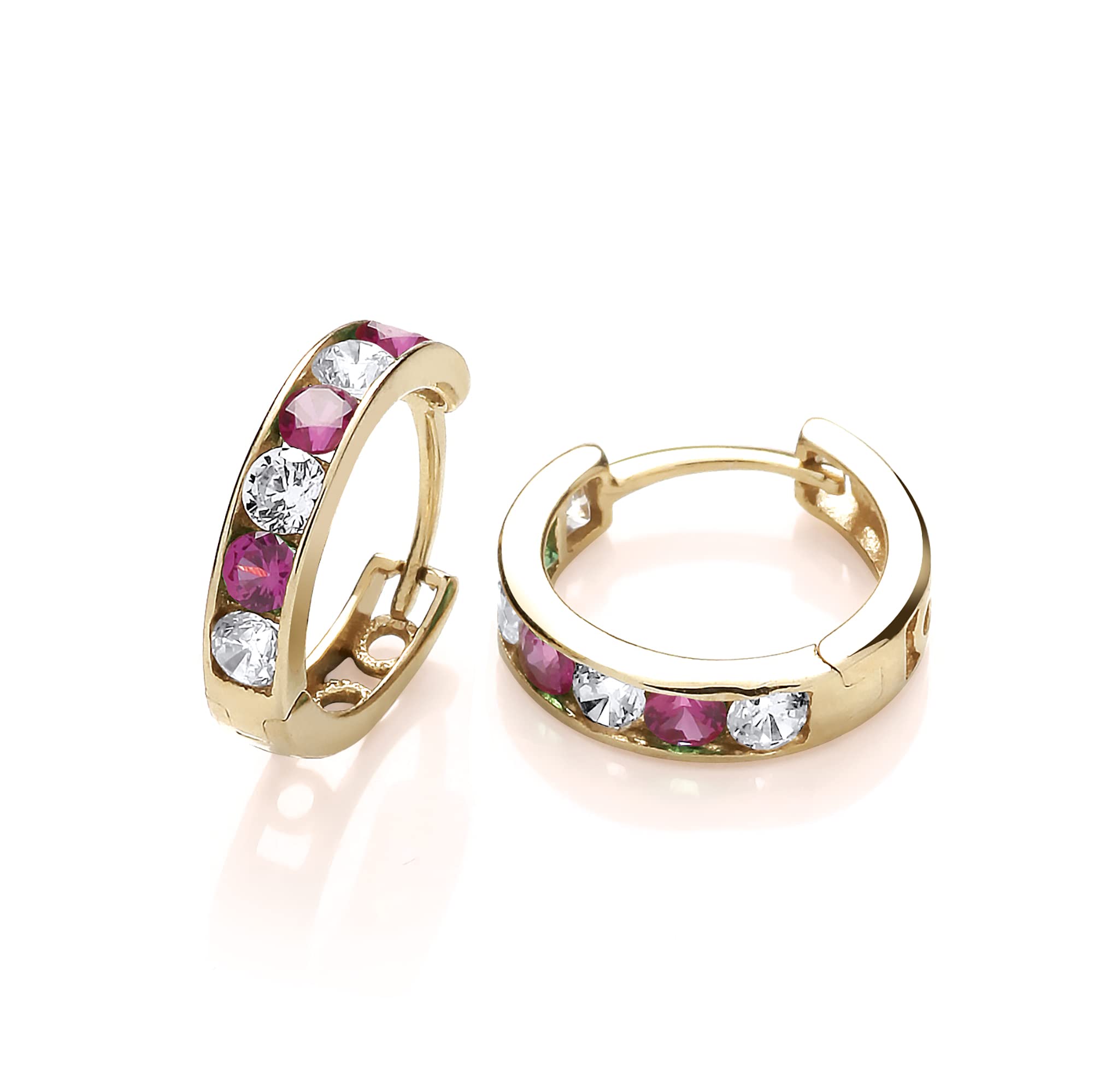 9ct Yellow Gold Ruby Huggie Hoop Earrings for Women - Dainty & Elegant Everyday Jewelry - Perfect for Gifts, Date Nights & Special Occasions