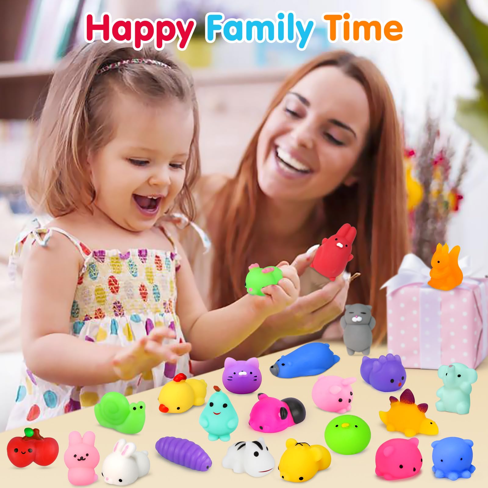 130PCS Kawaii Squishy Toys for Kids - Stress Relief Fidget Toys for Party Favors & Classroom Prizes
