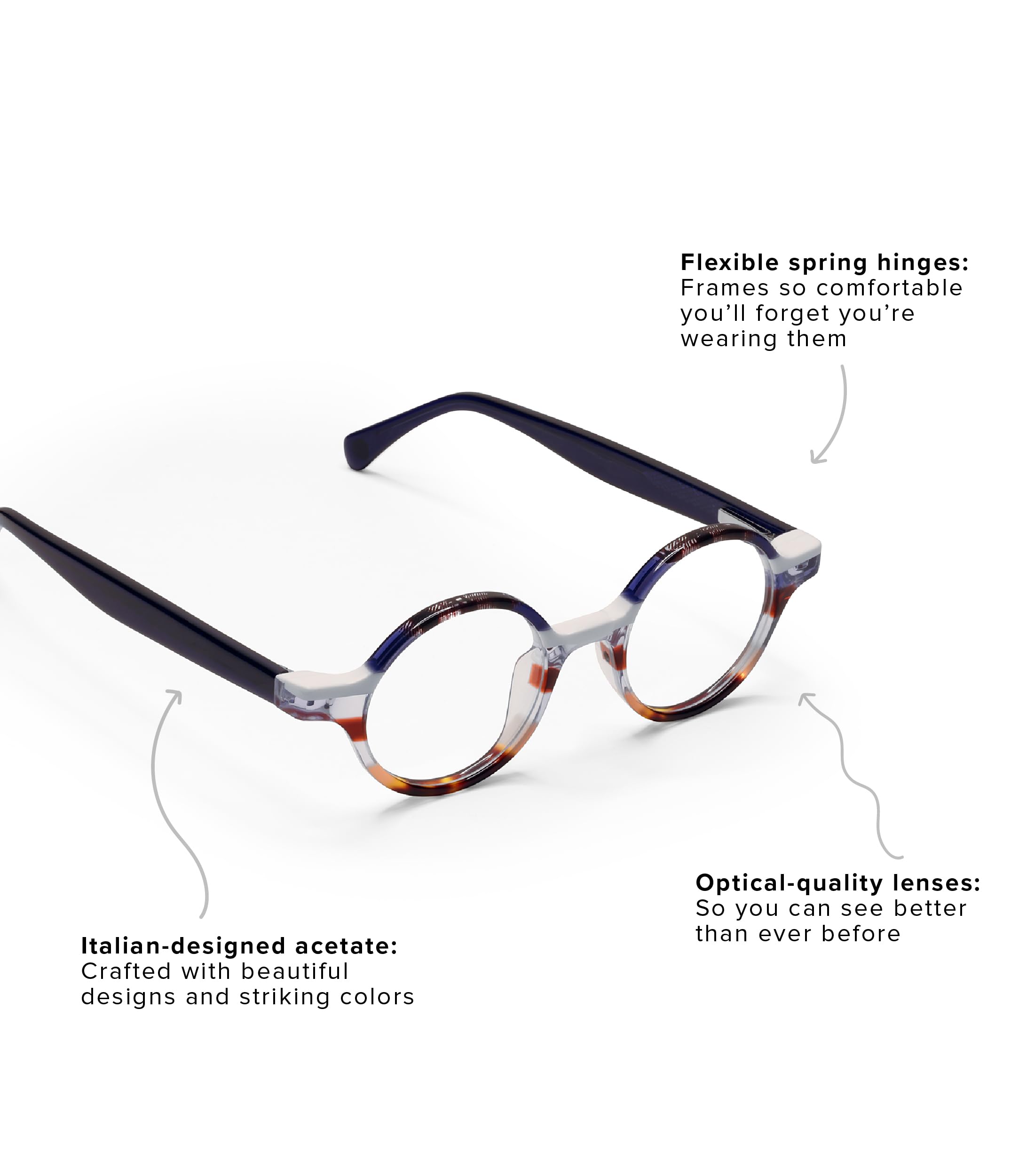 eyebobs Wisecracker Premium Reading Glasses for Men & Women – Round Frame for Average Faces (0.0x-4.0x) – Perfect for Office, Reading & Computer Work