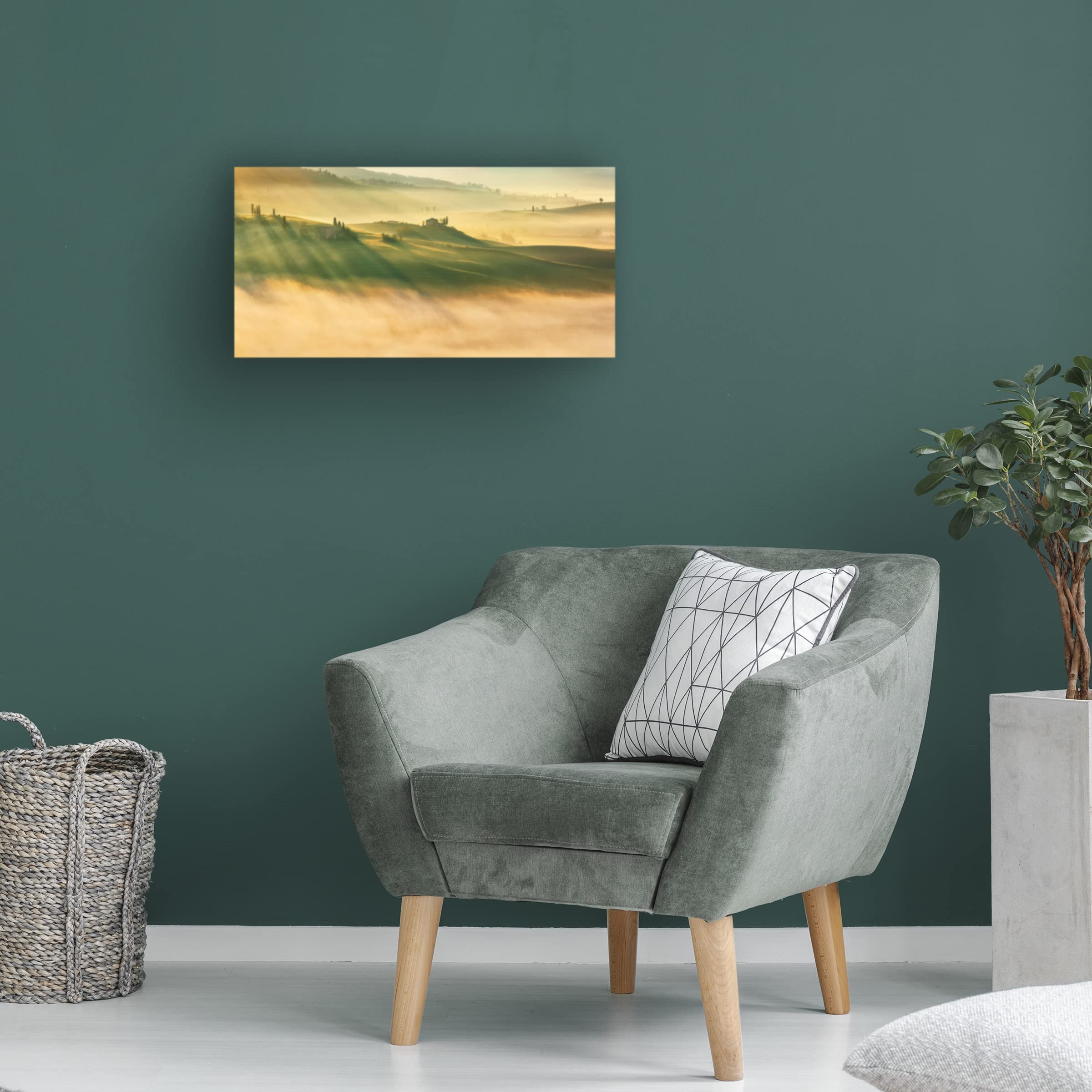 Foggy Valley Landscape Canvas Art Print by Krzysztof Browko - Handmade Wall Decor for Living Room, Bedroom & Office - Nature Inspired Home Decor