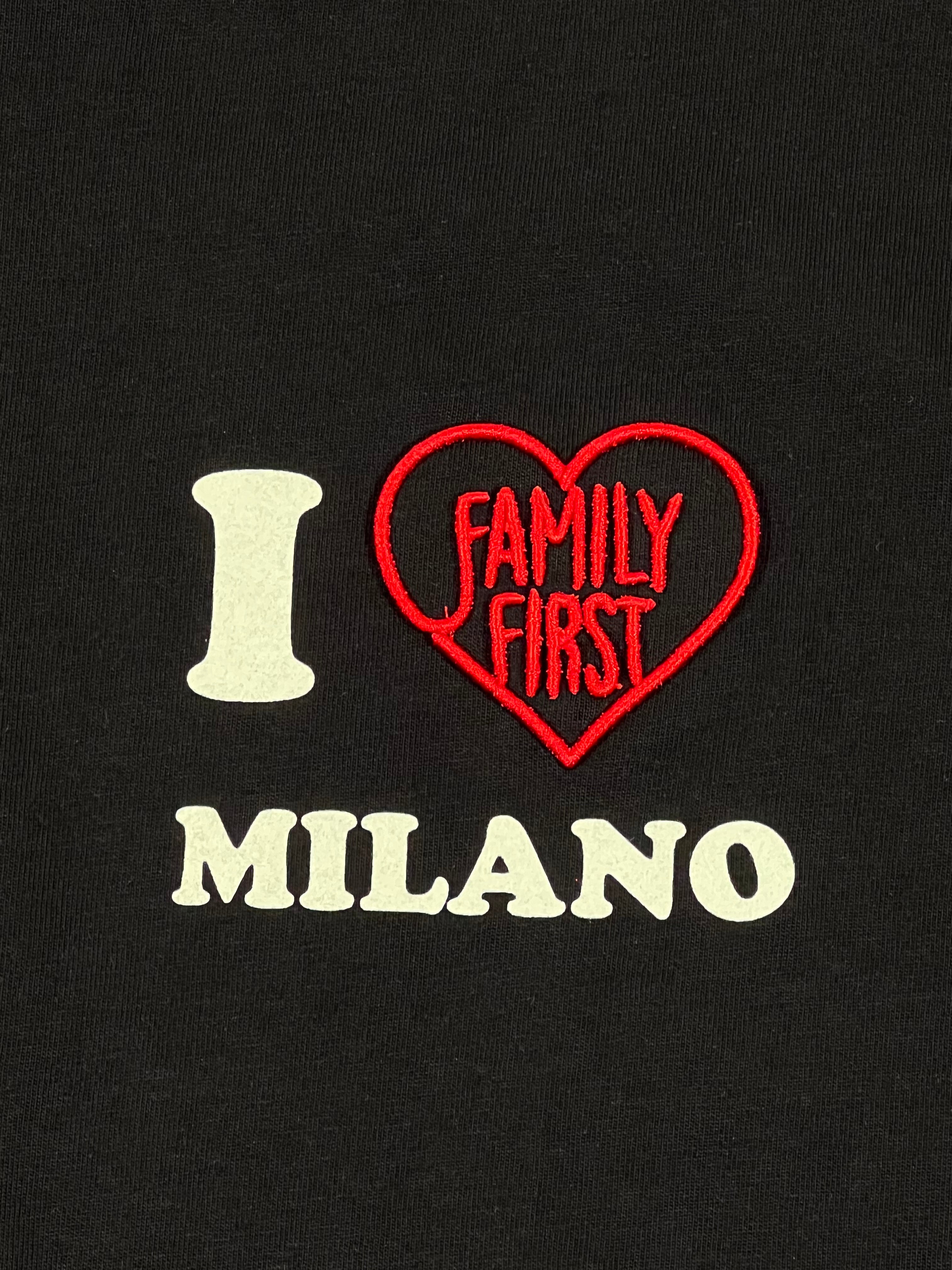 Family First TF2213 I Love Milano Black T-Shirt - Comfortable Cotton Tee for Casual Wear, Travel & Everyday Outfits