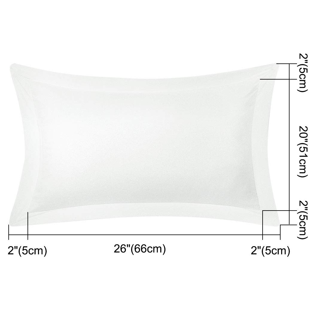 PiccoCasa 100% Brushed Microfiber Snow White Pillow Shams - Ultra Soft Standard Size Pillow Cases (20x26 Inches) | Decorative Oxford Pillow Covers for Bedroom, Living Room & Guest Room Decor