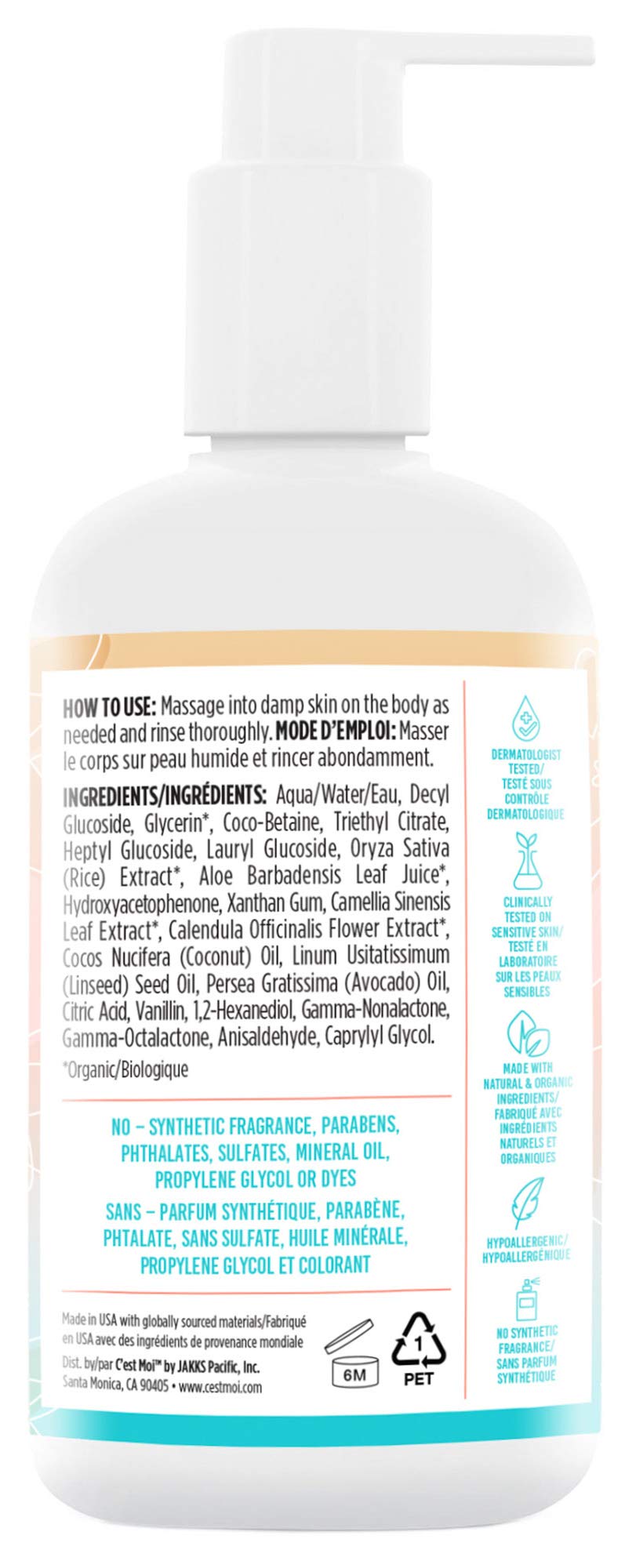 C'est Moi Vanilla Vibes Cleansing Body Wash - Lightly Foaming Formula with Aloe, Calendula, Cucumber & Avocado Oil | Gentle Hydrating Shower Gel for Dry & Sensitive Skin | Refreshing & Clearing 10 fl oz | Perfect for Daily Shower & Spa Relaxation
