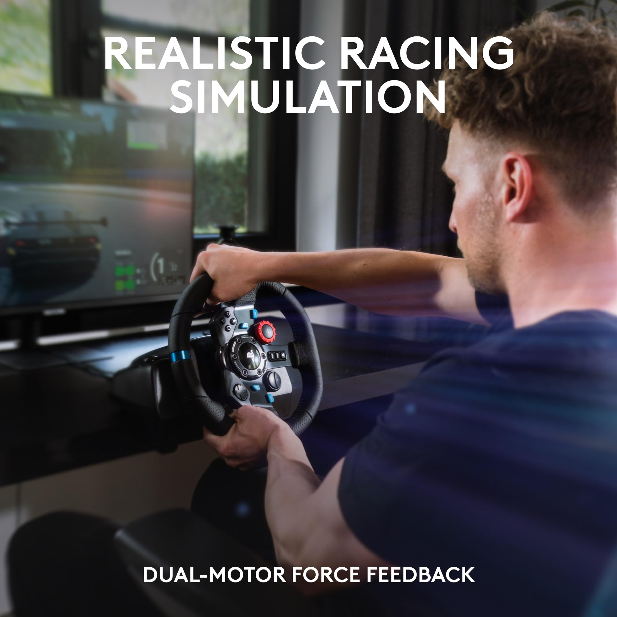 Logitech G29 Driving Force Racing Wheel & Pedals with Force Feedback & Real Leather - ASTRO A10 Gen 2 Wired Gaming Headset - Compatible with PS5, PS4, PC, Mac - Black - Perfect for Sim Racing & Gaming Setups