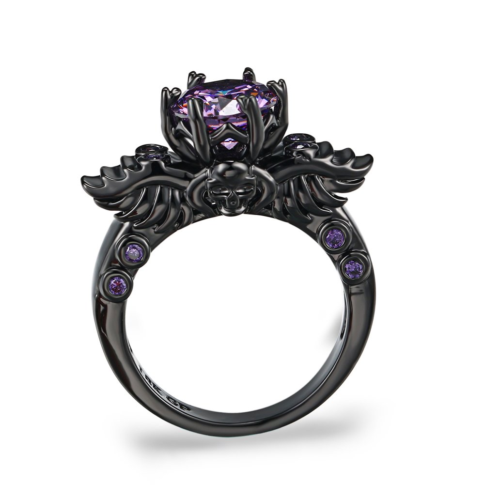 Vintage AAA CZ Diamond Ring Set - Black Gold Filled Amethyst Jewelry for Women, Perfect for Parties & Gifts