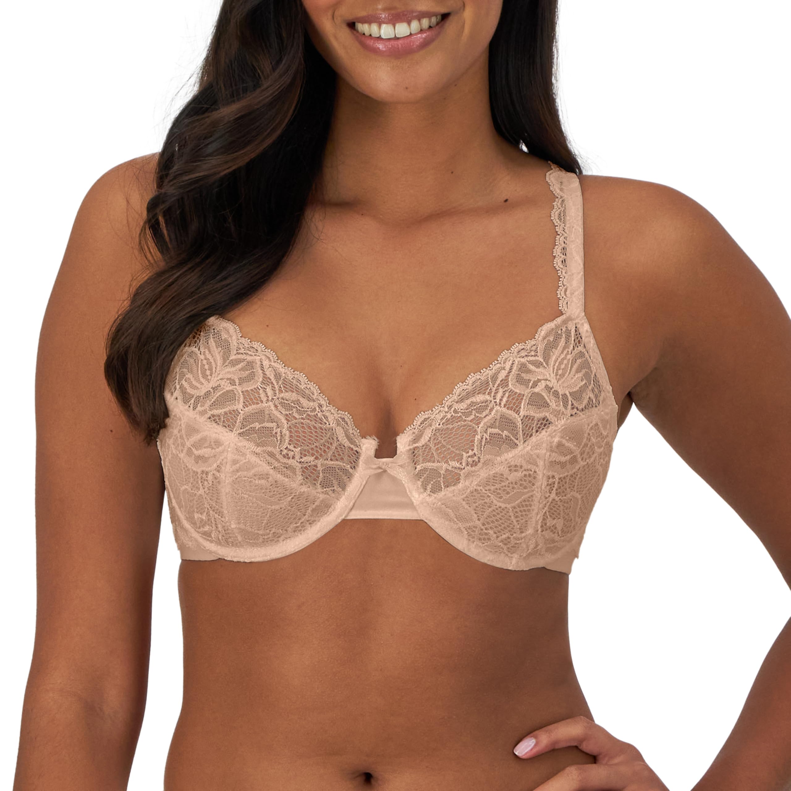 Bali Women's Lace Desire Underwire Bra - Full Coverage Support Bra with Underwire Cups, Comfortable Lingerie for Everyday Wear & Special Occasions