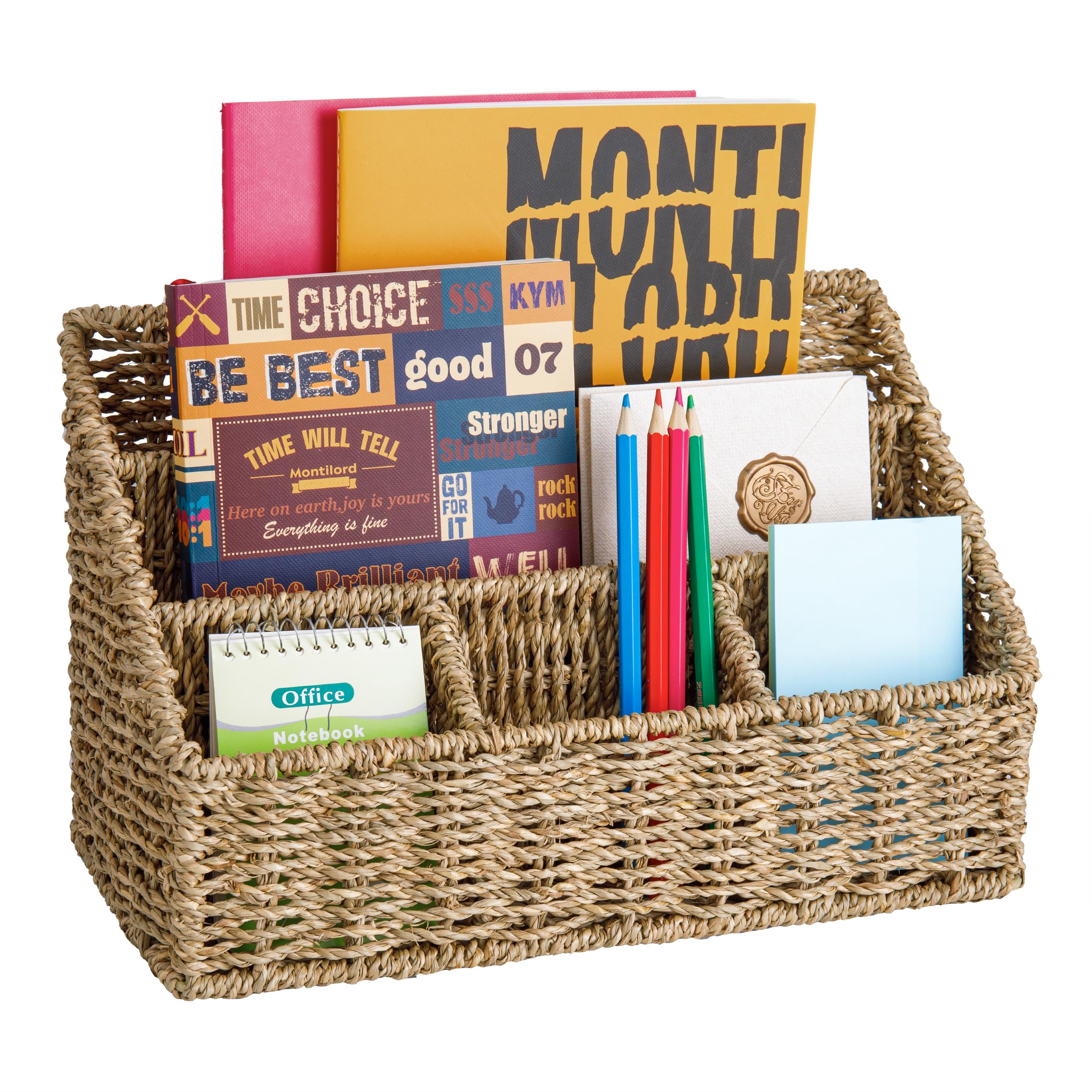 Seagrass Mail Organizer - Desktop Bill Sorter, Magazine File Holder & Pencil Organizer | Perfect for Home Office, Study Desk, and Mail Station Organization