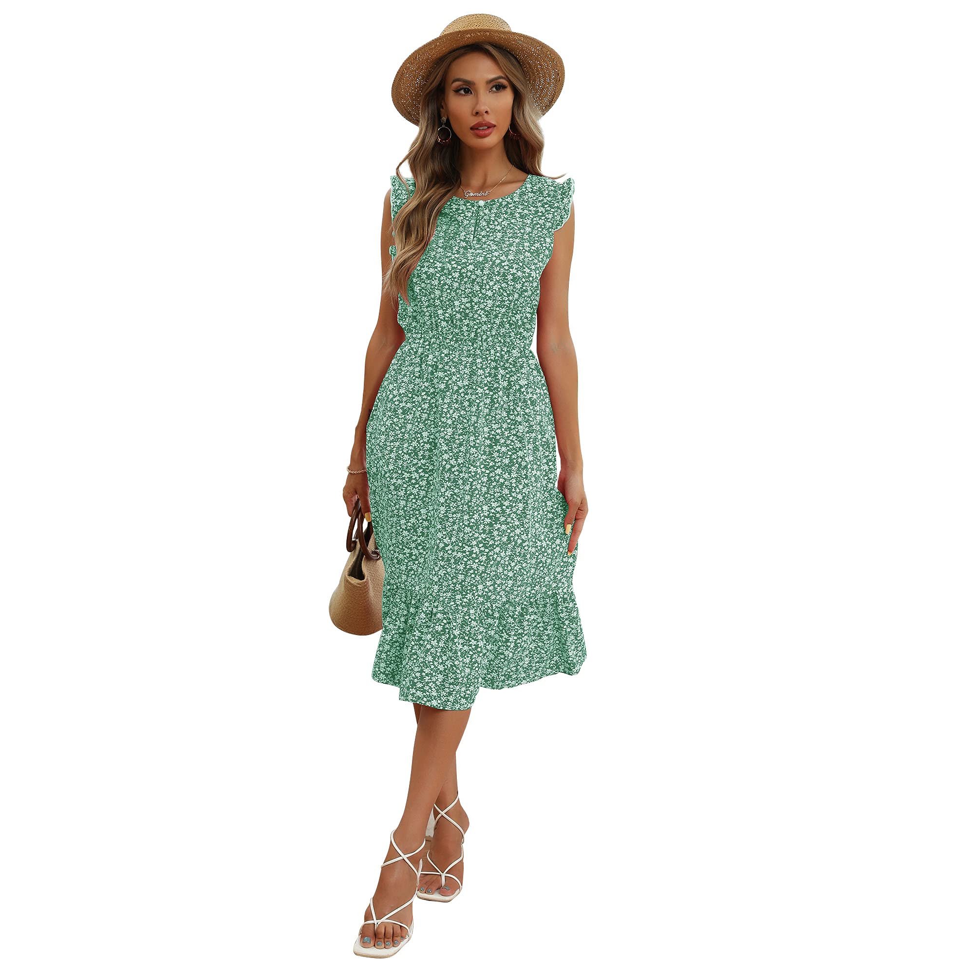 Women's Floral Print Wrap Dress - Summer Sleeveless Slim Fit Maxi Dress for Wedding, Beach & Party | Flowy Long Dress for Women