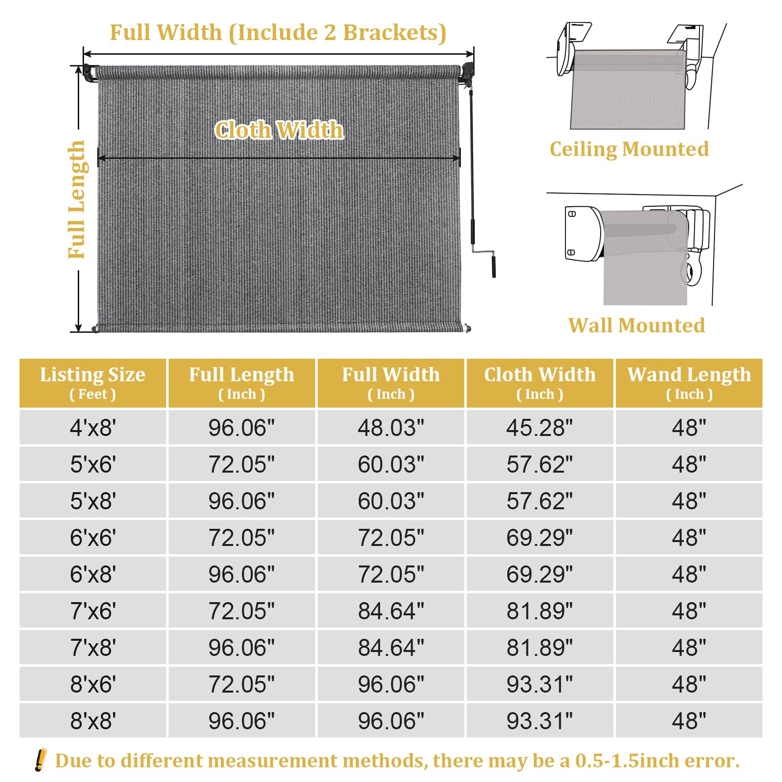 Shade&Beyond Cordless Outdoor Roller Shades 7' W x 6' H - Patio Roll Up Blinds for Porch, Gazebo, Pergola & Balcony | UV Protection Exterior Shade Cloth with One-Piece Fabric & Dual Pole System (Gray) - Perfect for Backyard Relaxation & Sun Protection