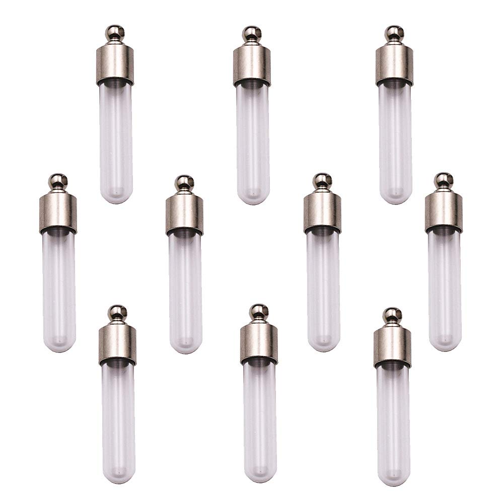 10pcs Rice Art Wish Glass Vial Pendants with Screw Caps - Round Bottom Tube Shape for DIY Jewelry, Necklace Charms & Craft Projects - Perfect for Gifts, Keepsakes & Personalized Decor